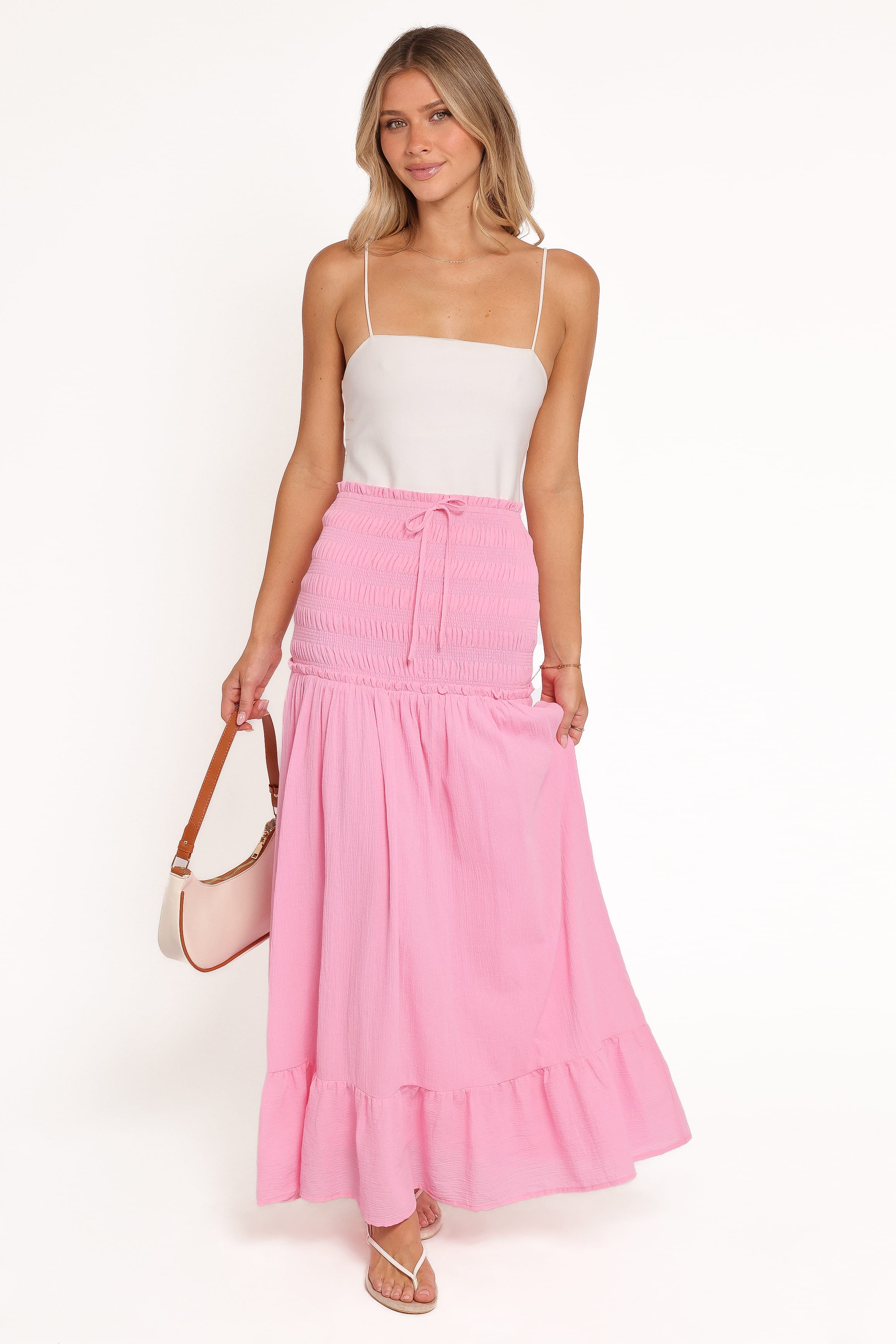 BOTTOMS Valerie Drop Waist Maxi Skirt - Pink
