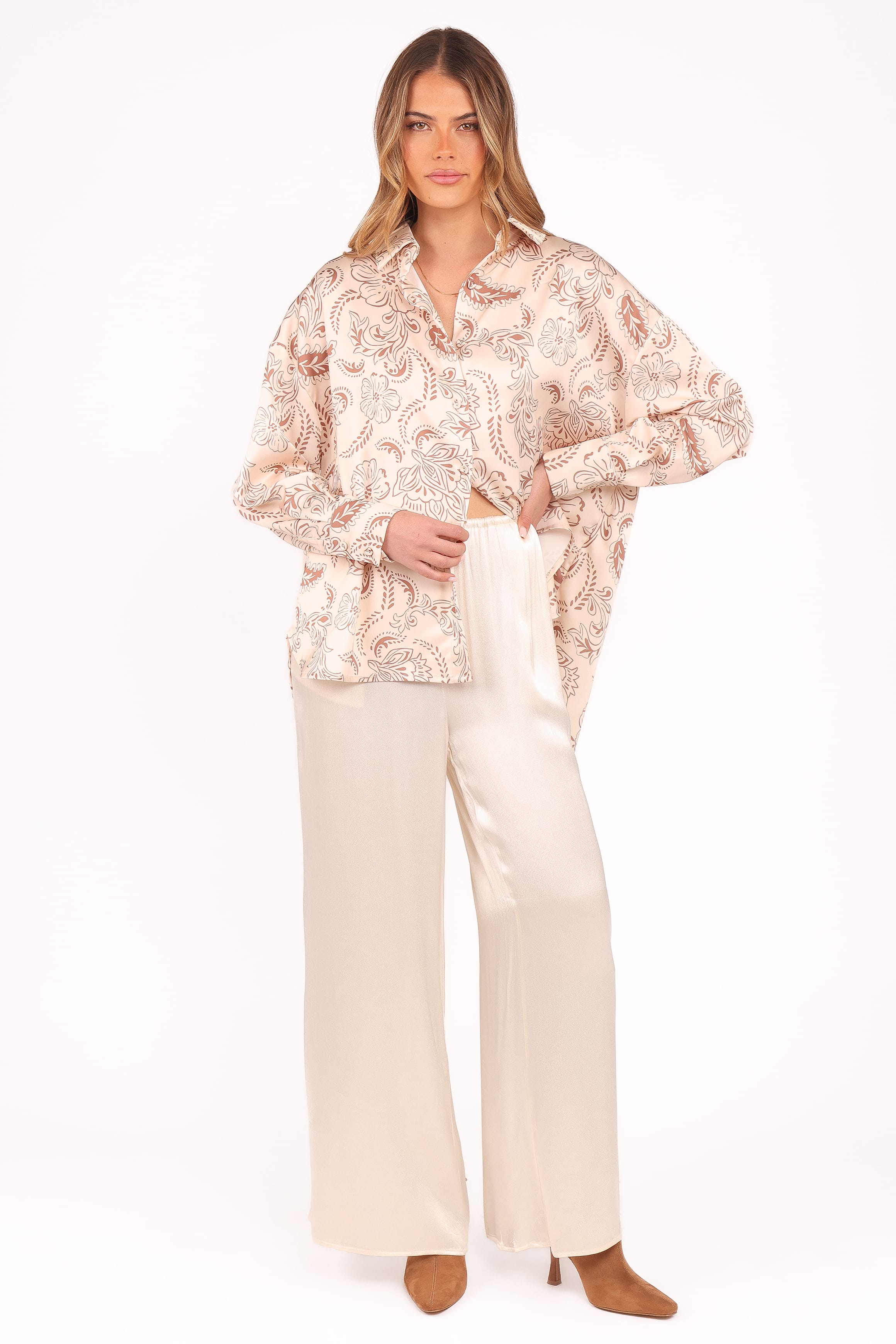 BOTTOMS Valia Wide Leg Pant - Cream