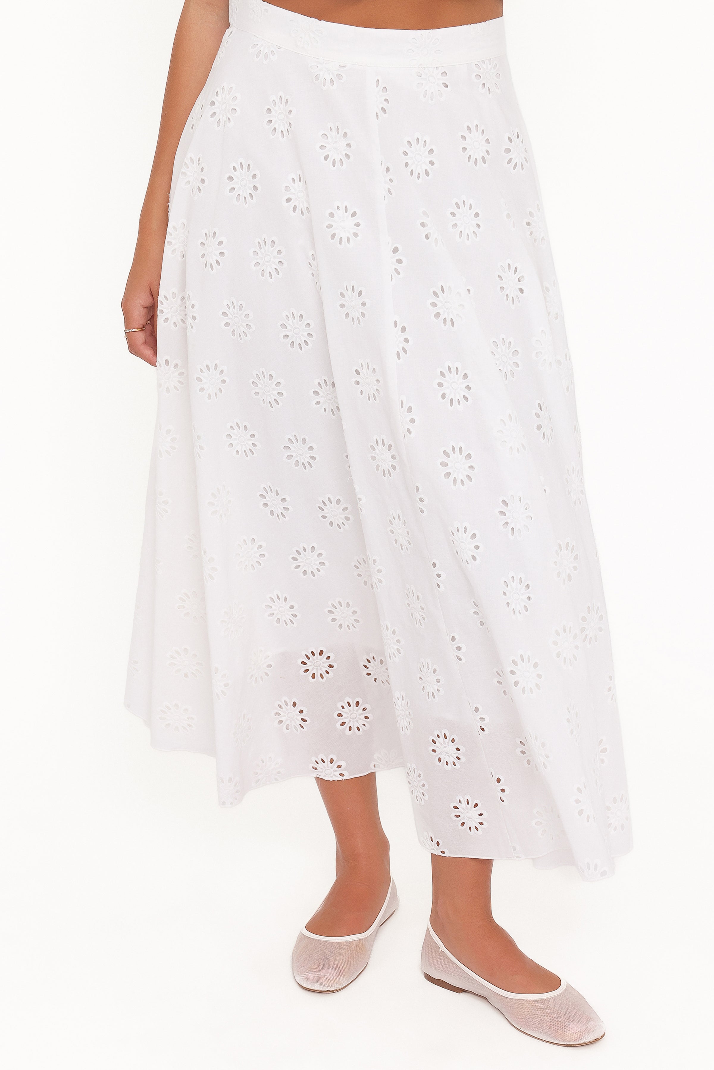 BOTTOMS Varia Eyelet Maxi Skirt - White