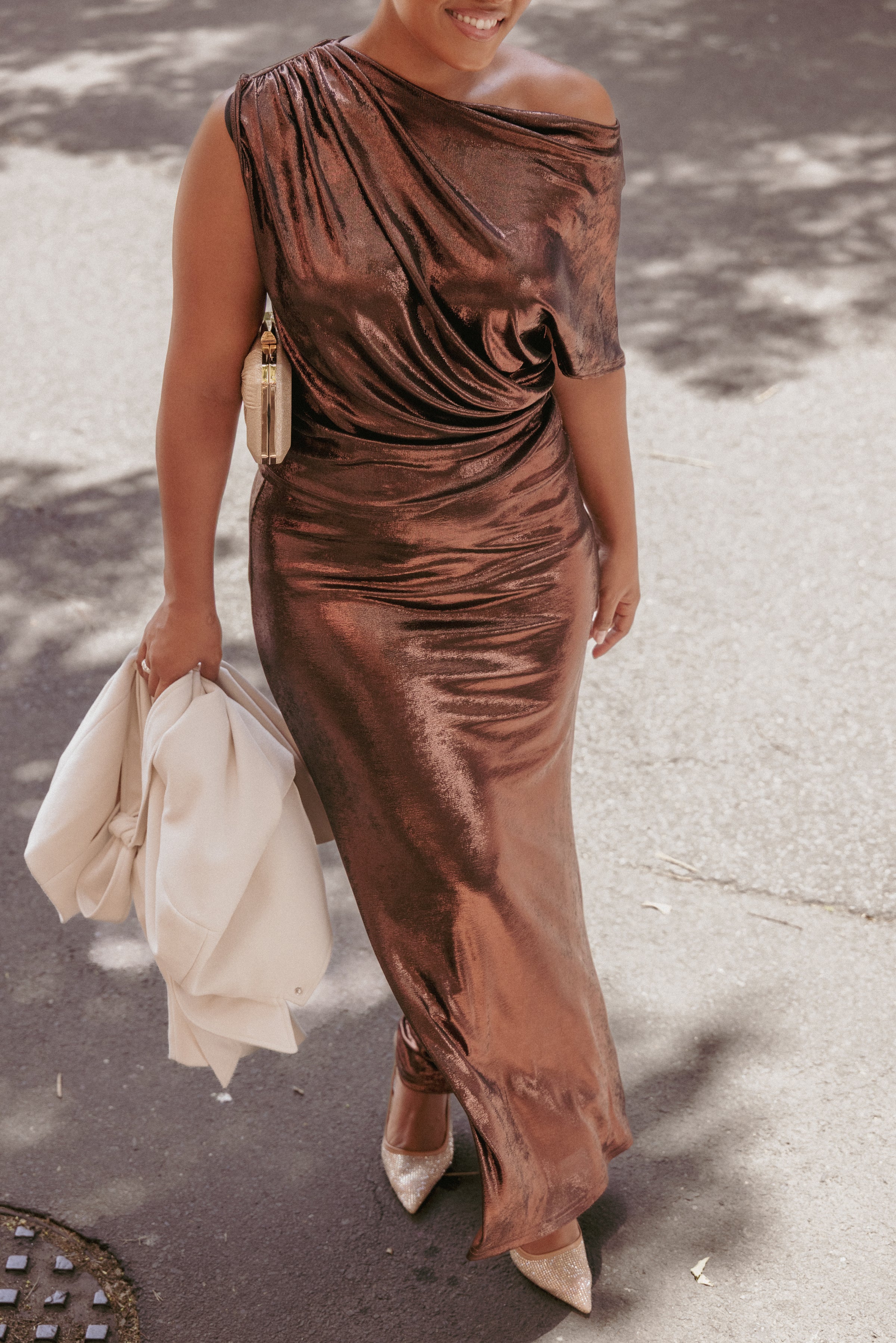 BOTTOMS Velman Metallic Maxi Skirt - Bronze