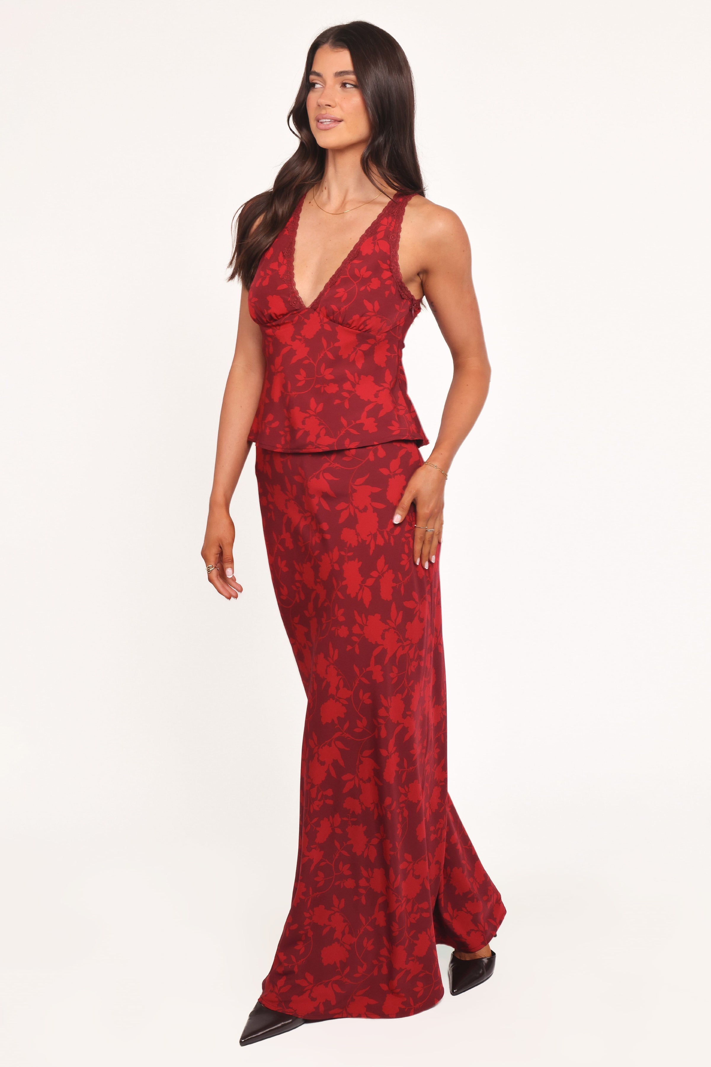 BOTTOMS Velman Skirt - Burgundy Floral