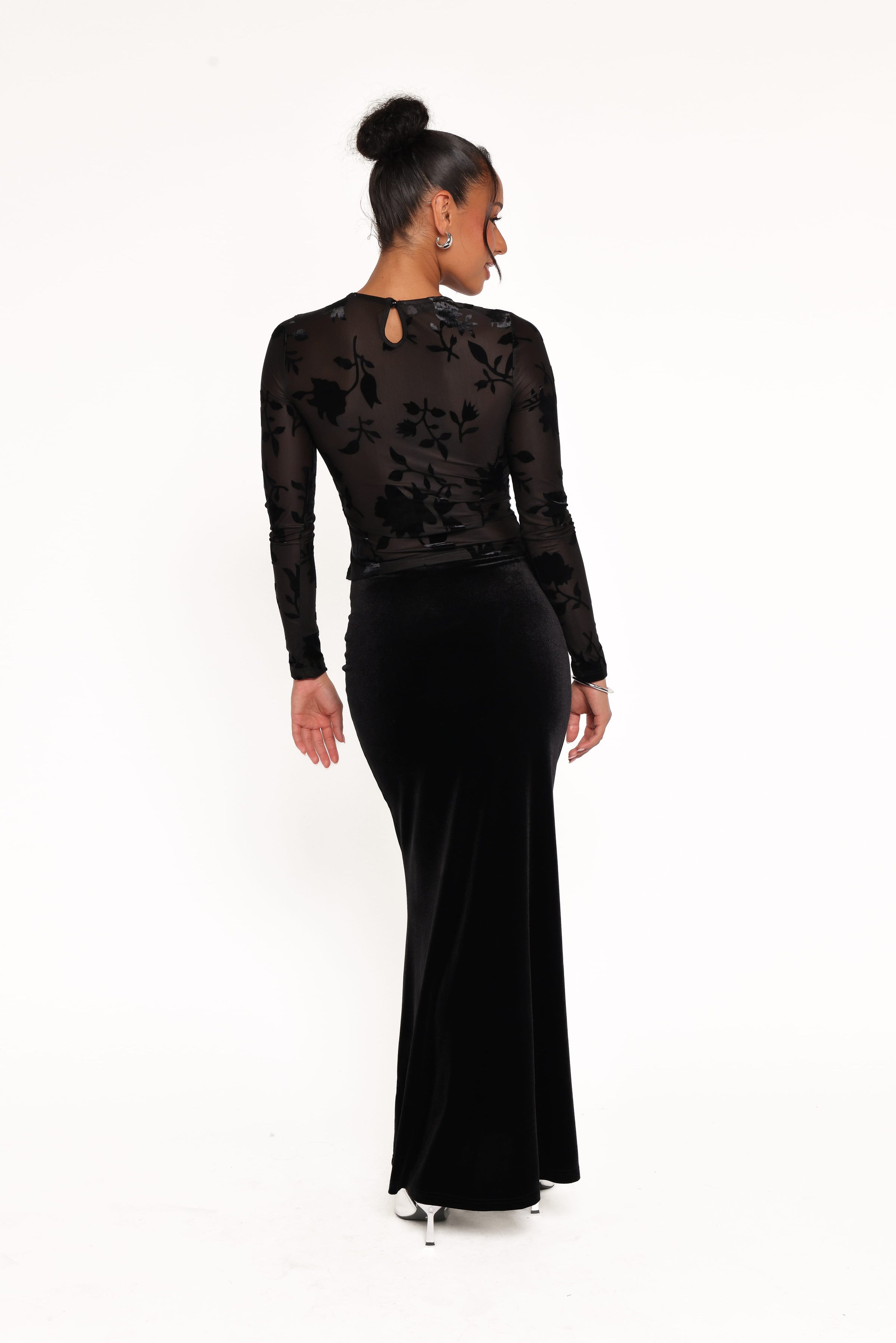 BOTTOMS Velman Velvet Maxi Skirt - Black