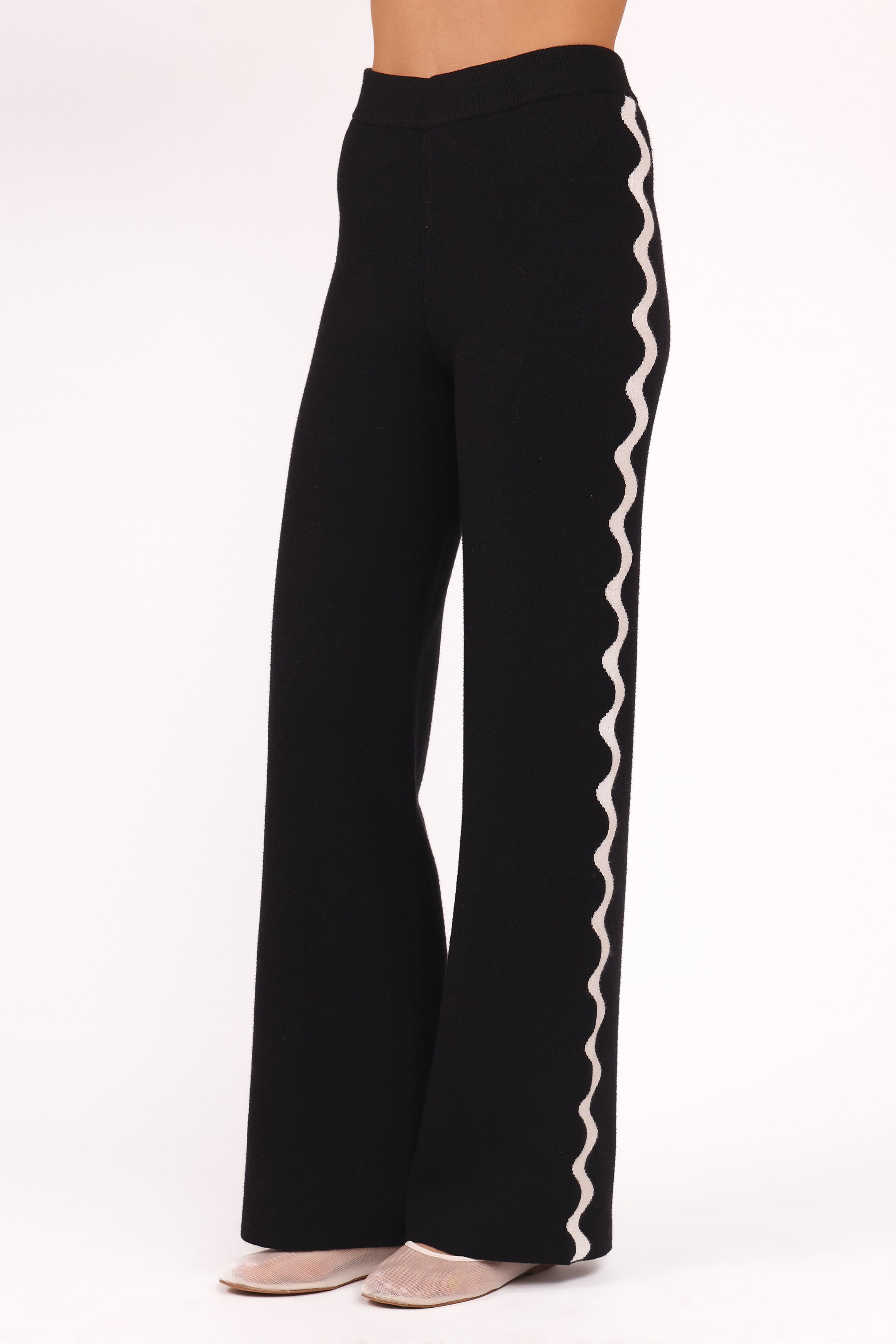 BOTTOMS Vespa Knitted Pant - Black White