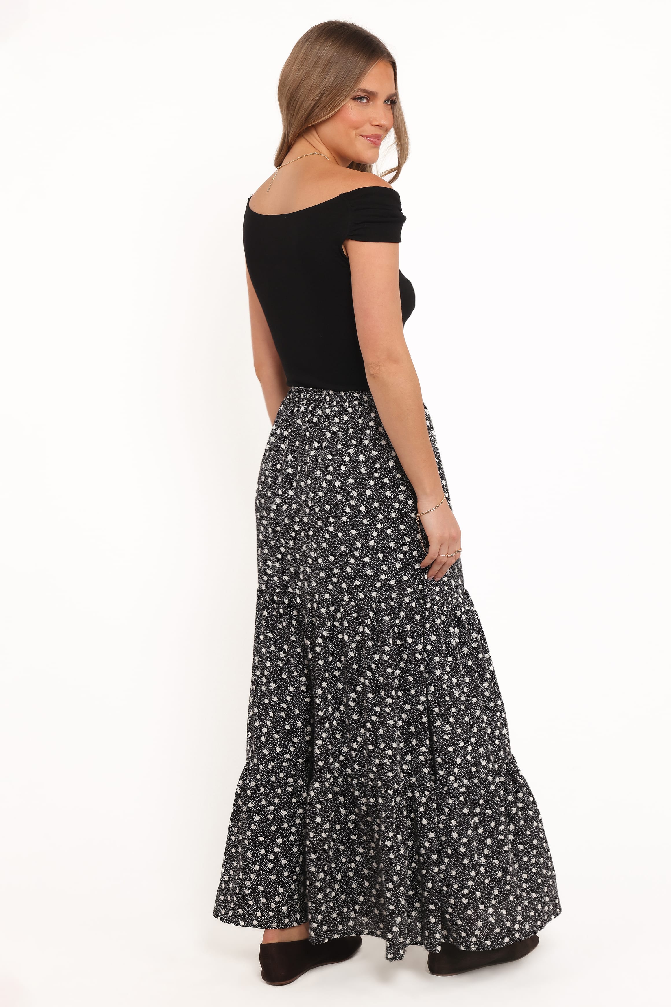 BOTTOMS Vincent Tier Maxi Skirt - Black Floral