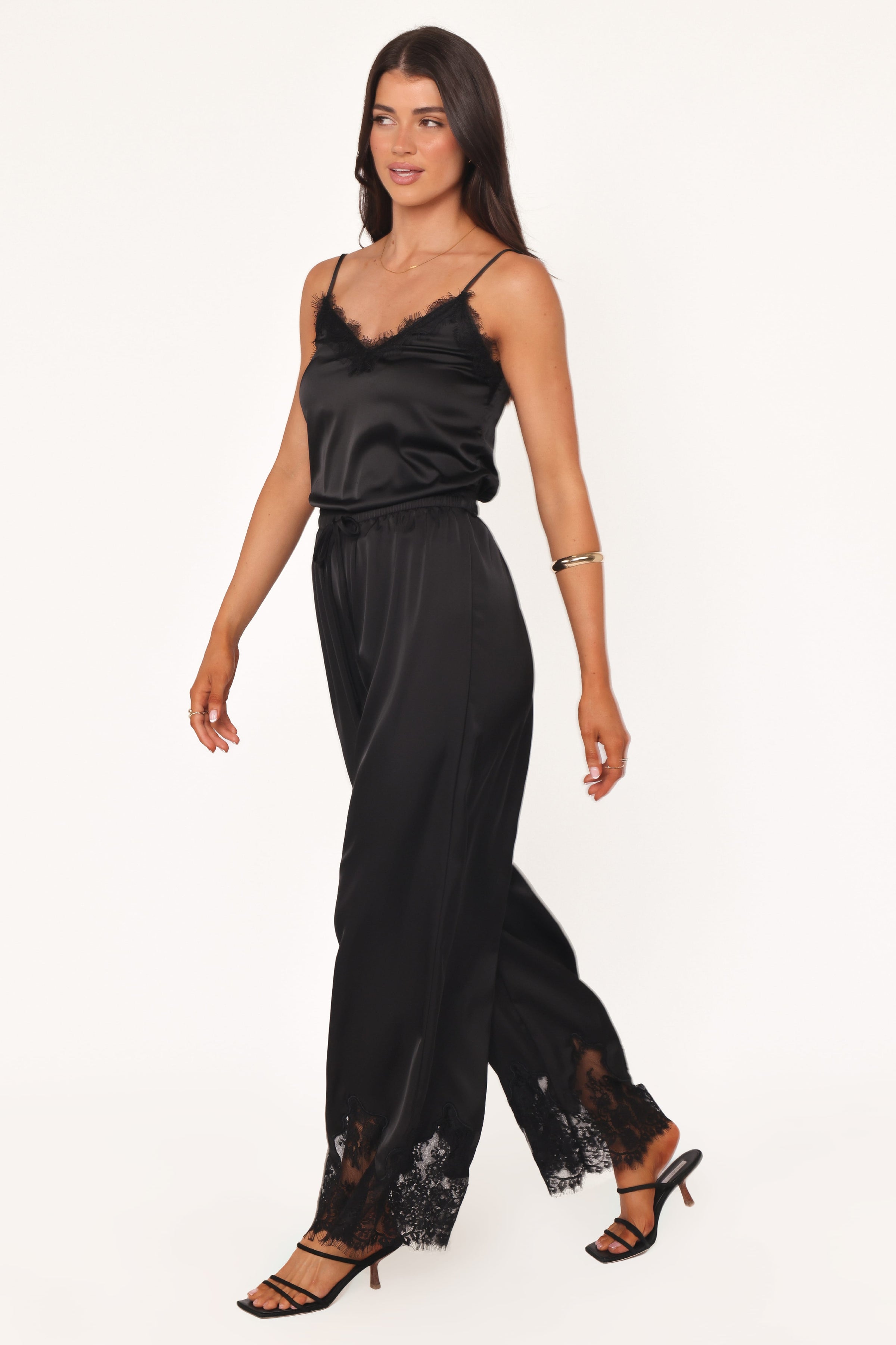 BOTTOMS Viola Drawstring Wide Leg Pant - Black