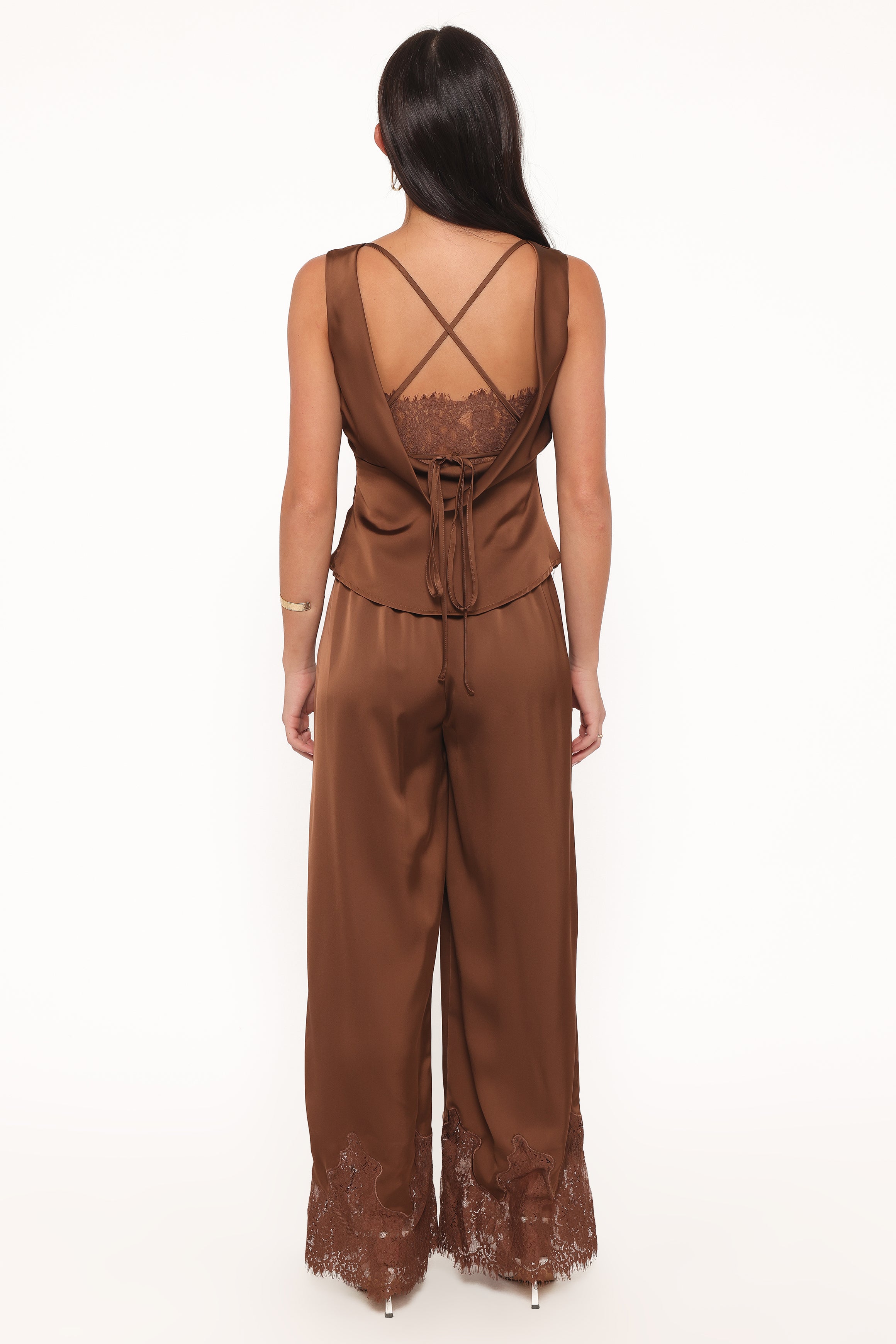 BOTTOMS Viola Drawstring Wide Leg Pant - Chocolate