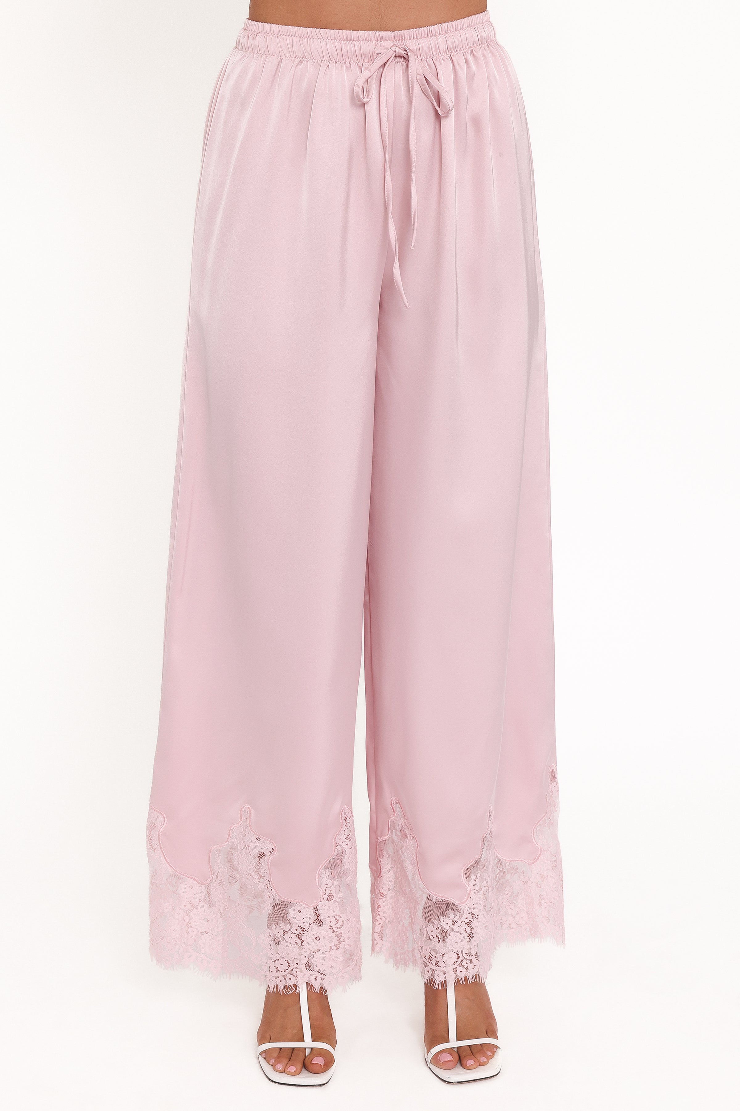 BOTTOMS Viola Drawstring Wide Leg Pant - Pale Pink