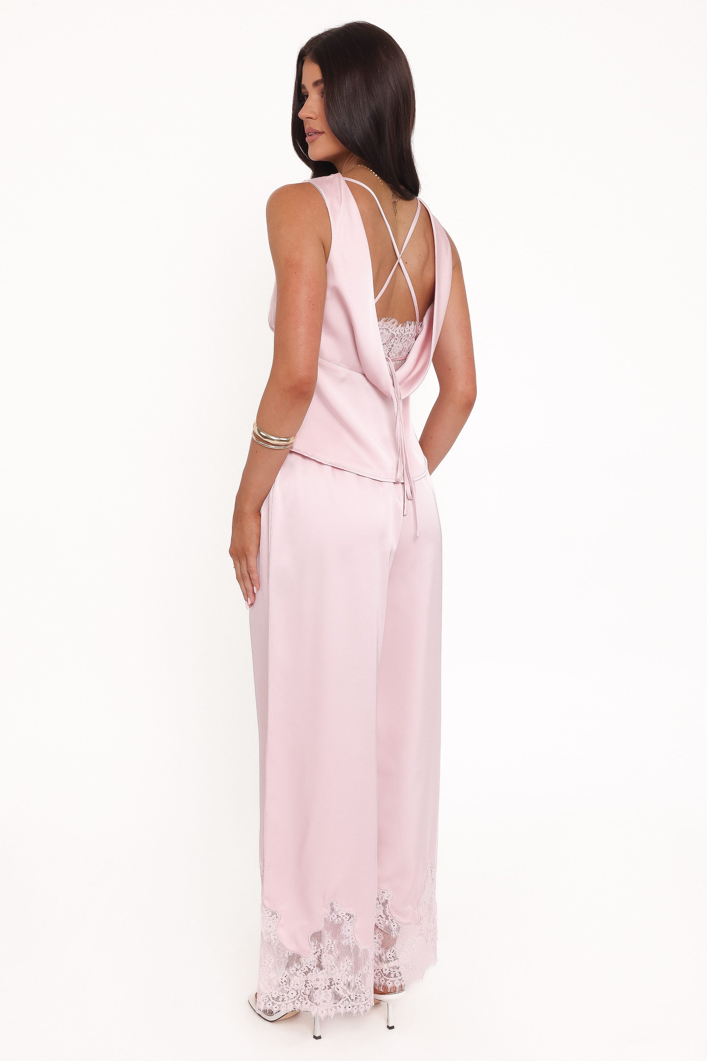 BOTTOMS Viola Drawstring Wide Leg Pant - Pale Pink