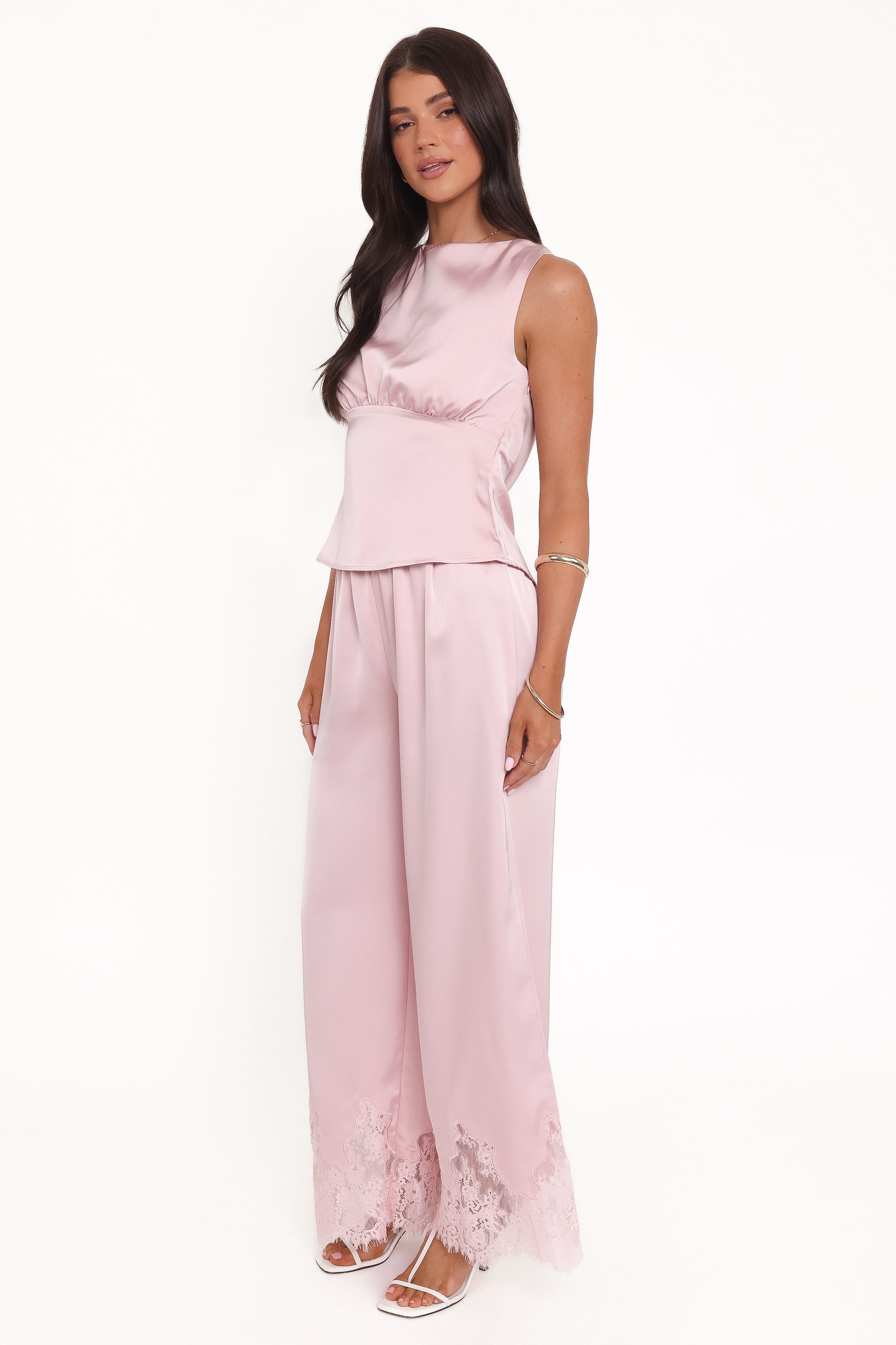 BOTTOMS Viola Drawstring Wide Leg Pant - Pale Pink