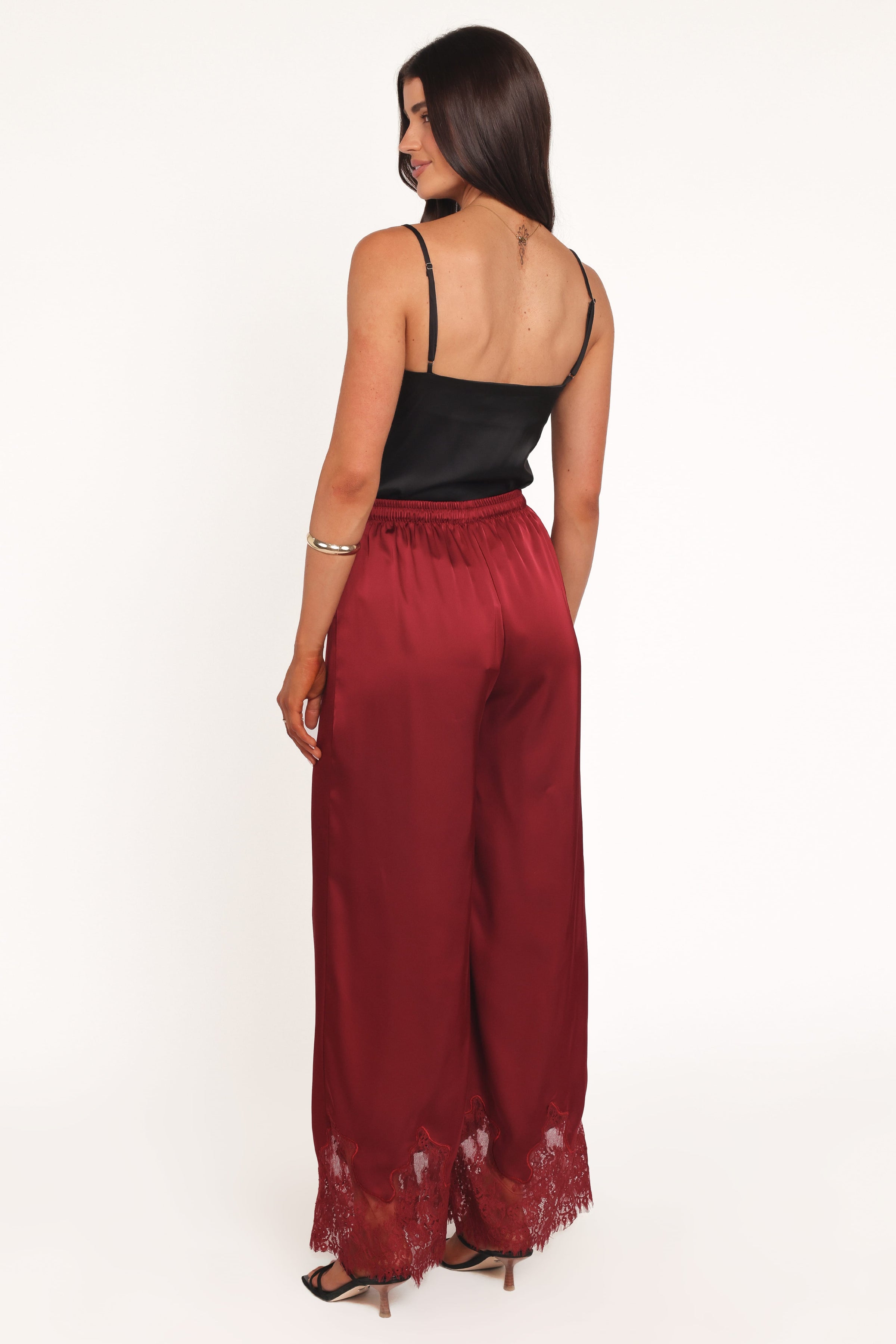BOTTOMS Viola Drawstring Wide Leg Pant - Wine