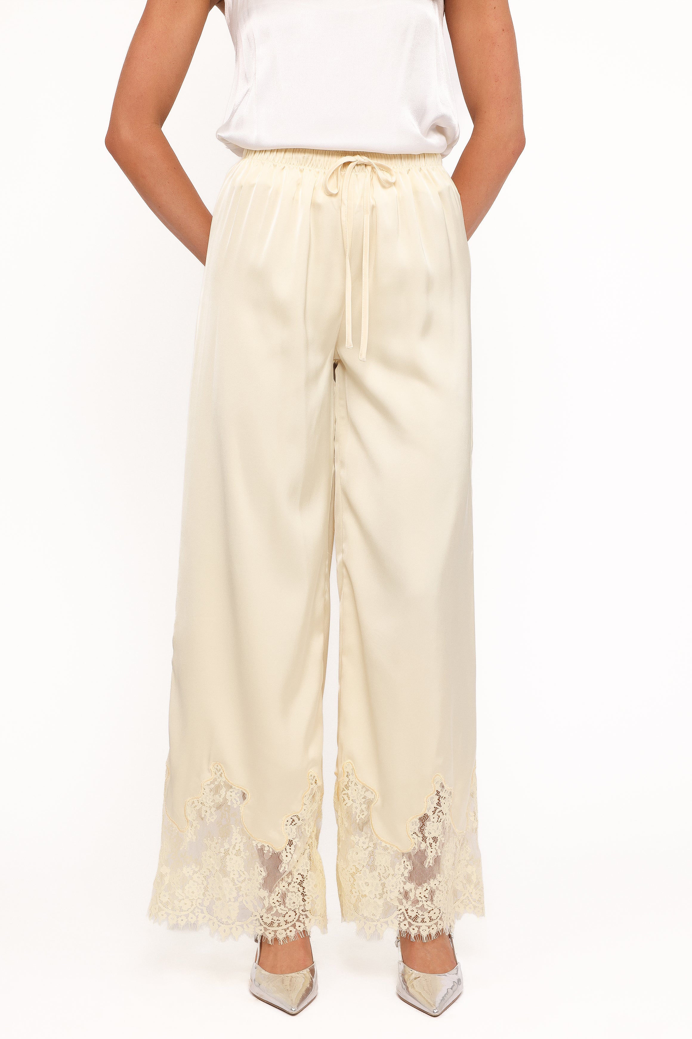 BOTTOMS Viola Drawstring Wide Leg Pant - Yellow
