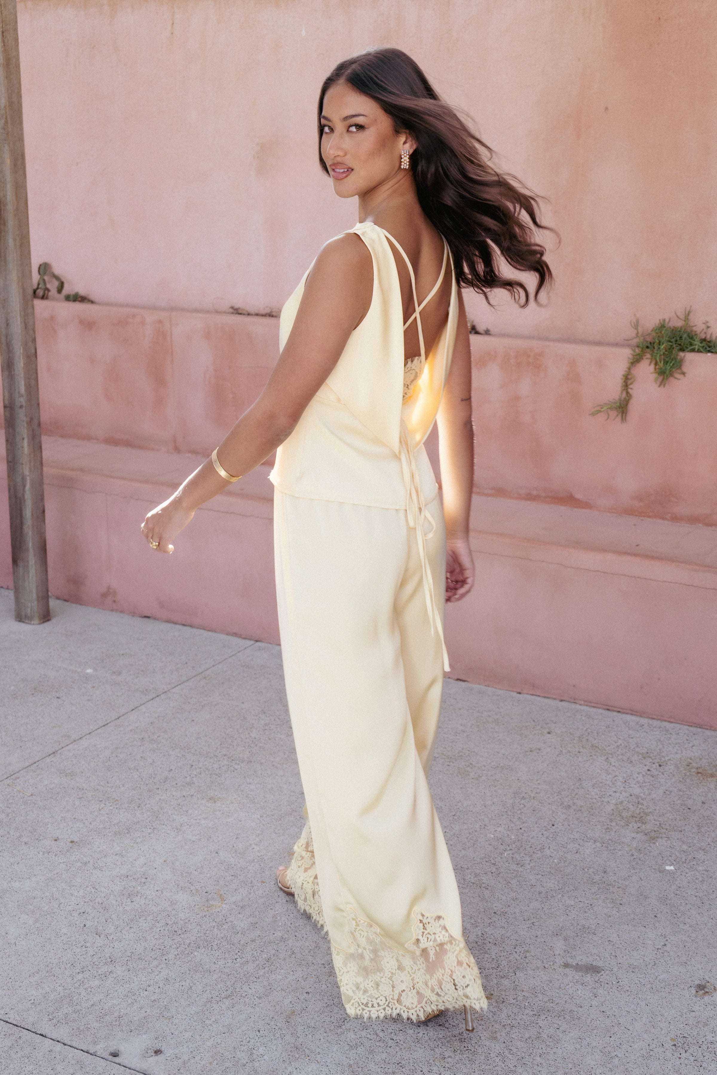 BOTTOMS Viola Drawstring Wide Leg Pant - Yellow