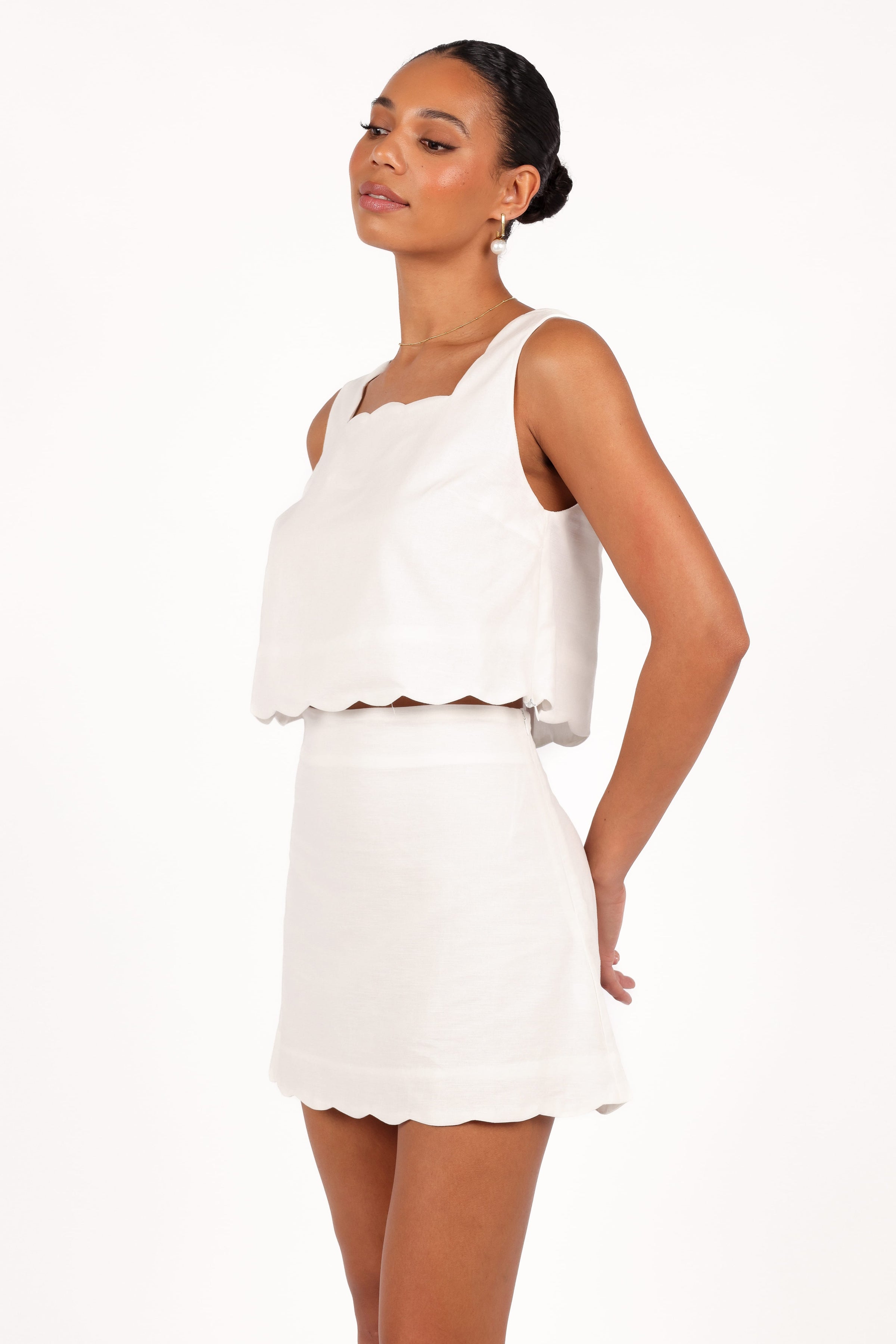 BOTTOMS Wendie Scalloped Mini Skirt - Cloud White