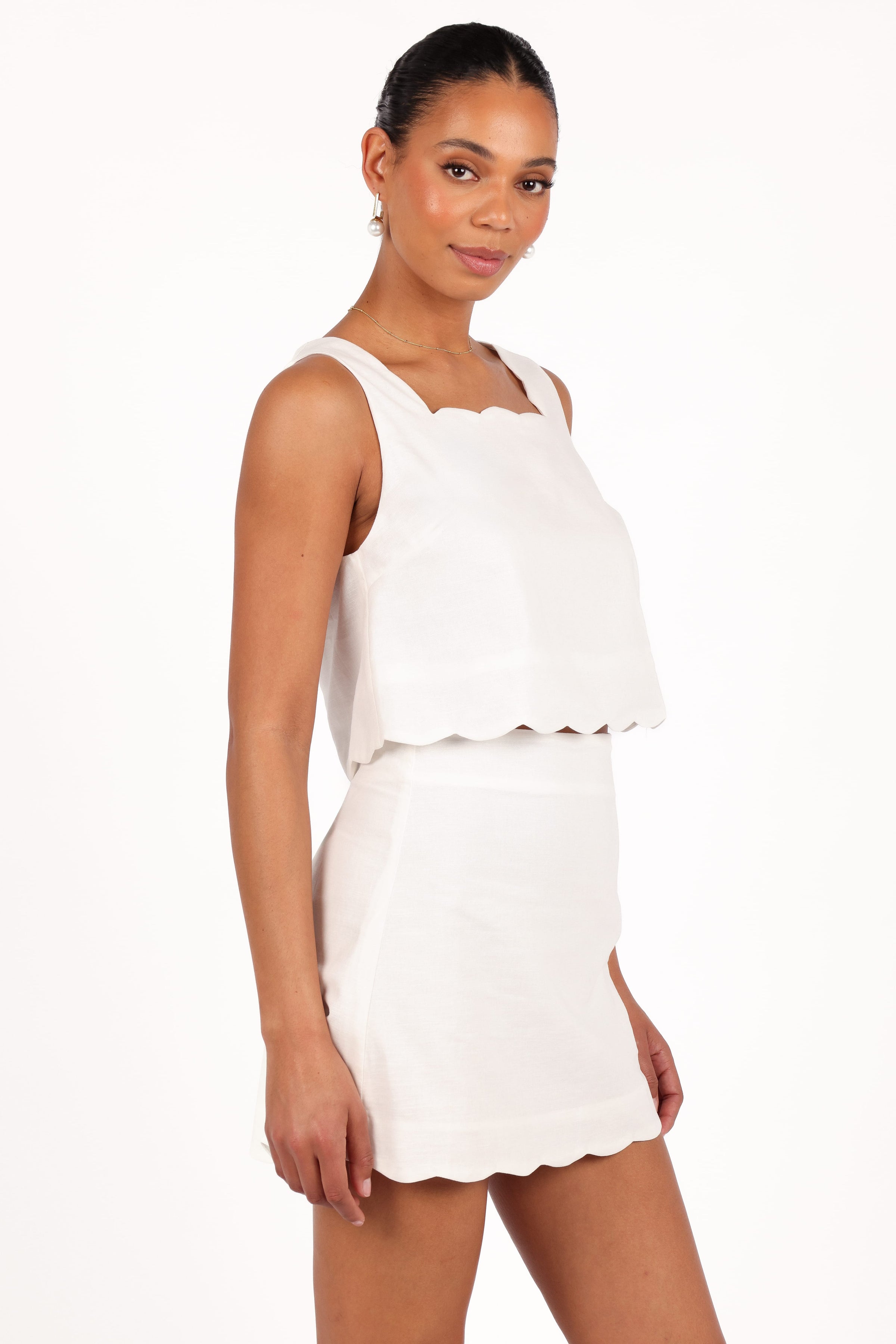 BOTTOMS Wendie Scalloped Mini Skirt - Cloud White