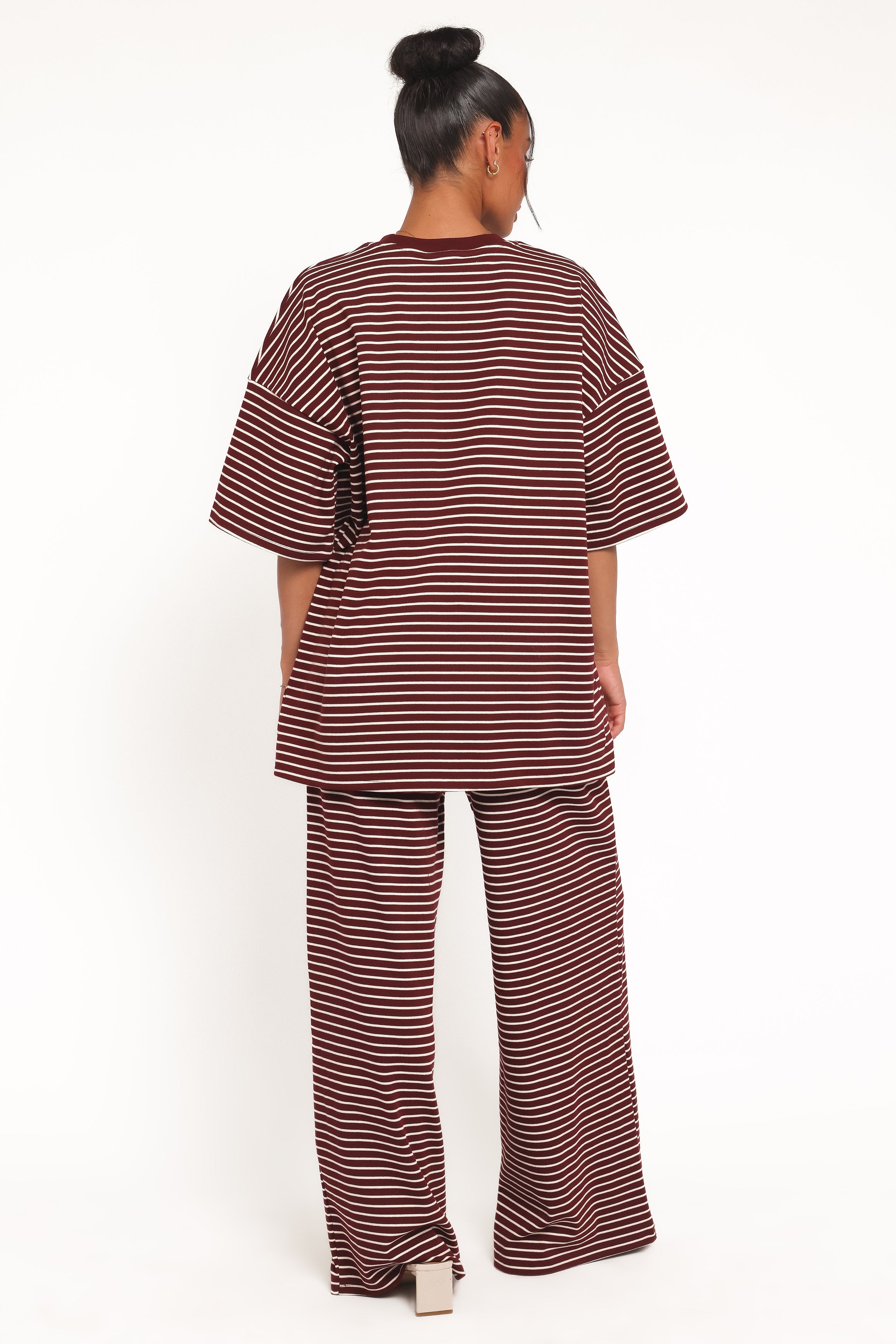 BOTTOMS Wilda Knit Pant - Burgundy Cream Stripe