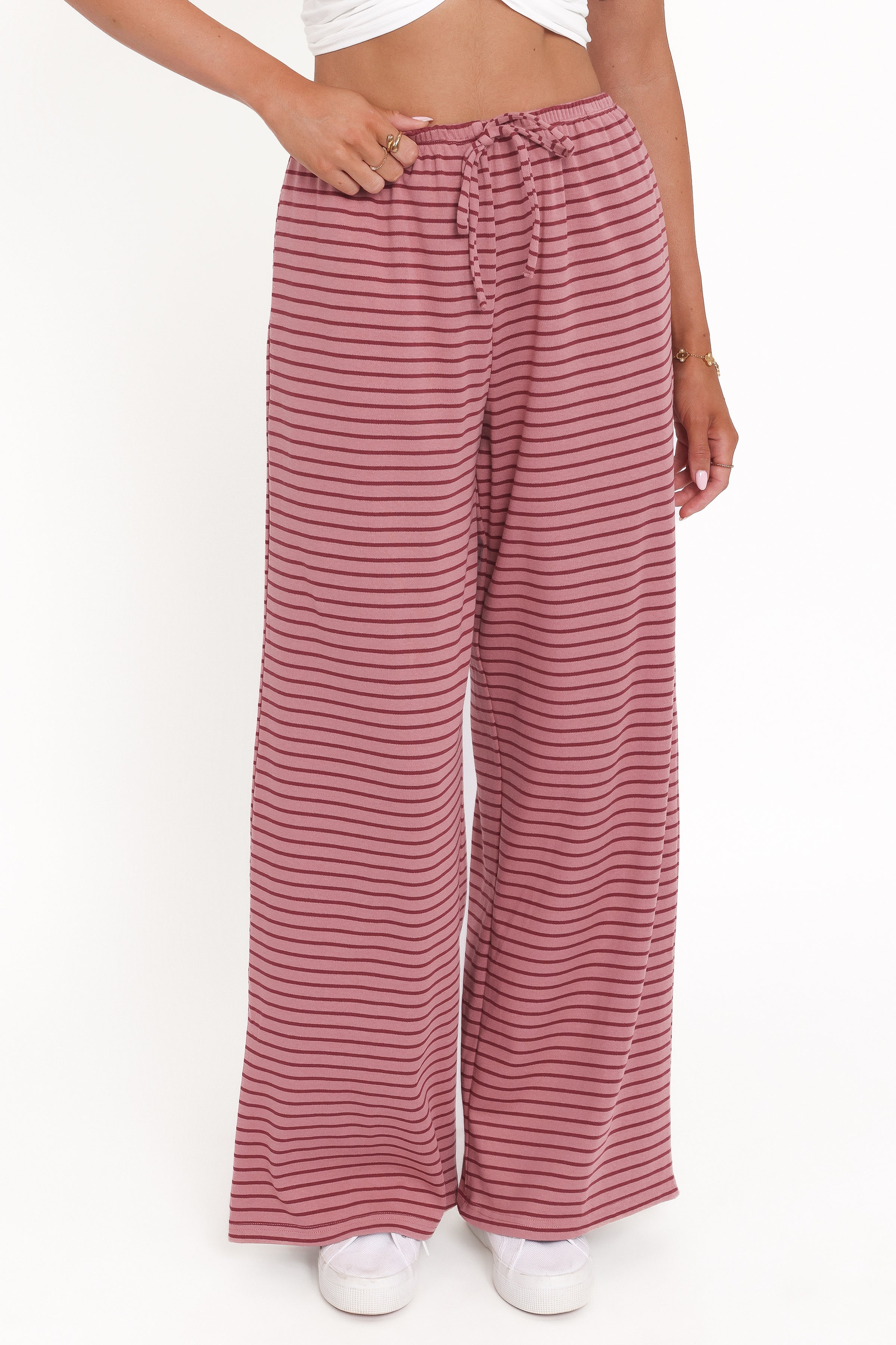 BOTTOMS Wilda Knit Pant - Pink Red Stripe