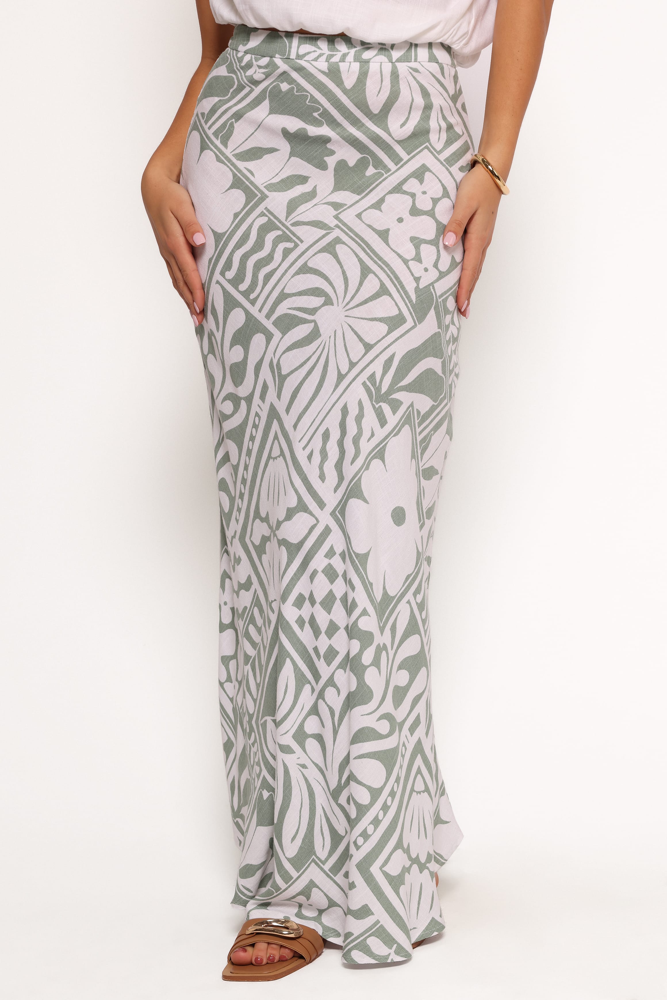 BOTTOMS Willow Maxi Skirt - Sage Print