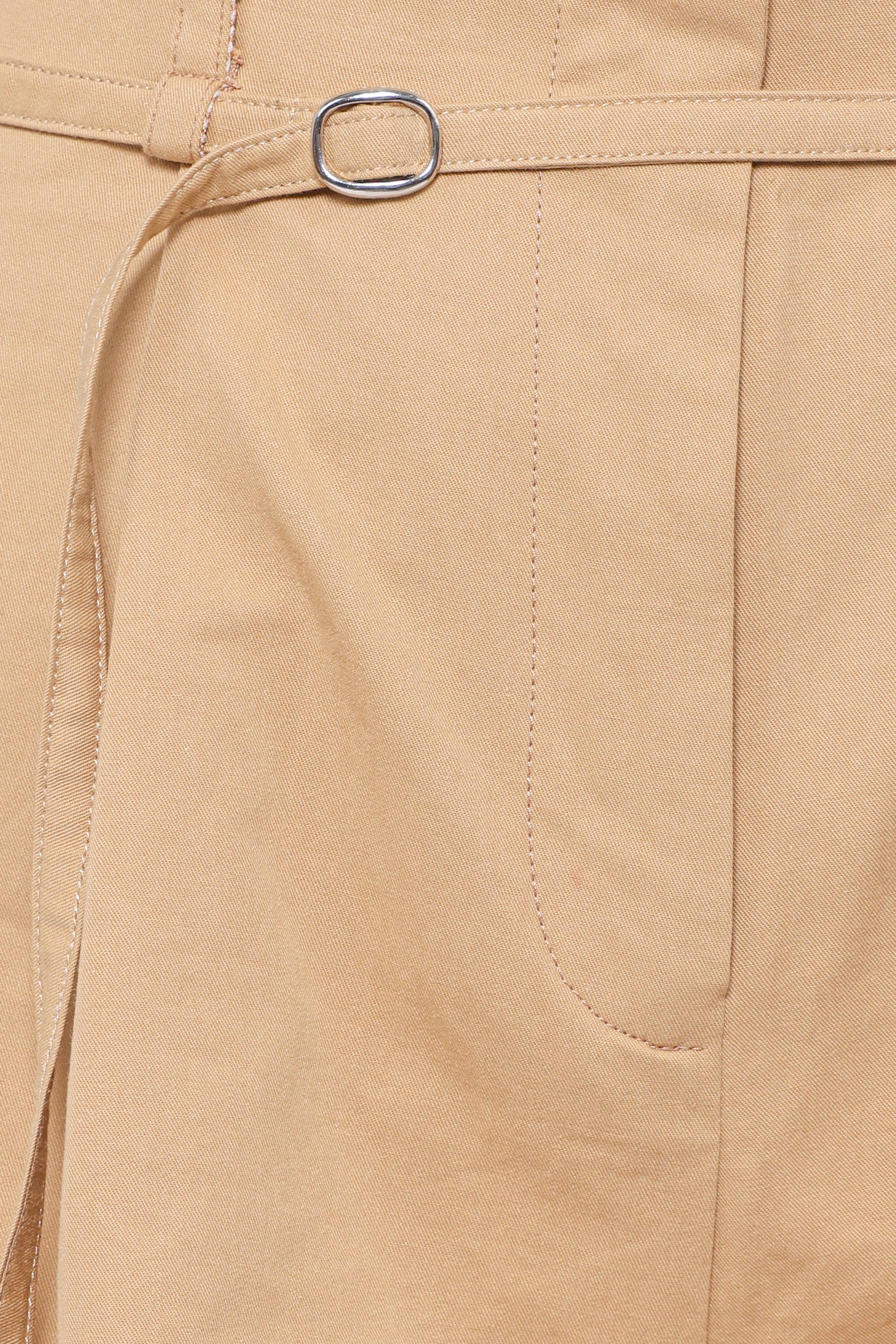 BOTTOMS Winona Pleated Front Tailored Long Short - Taupe