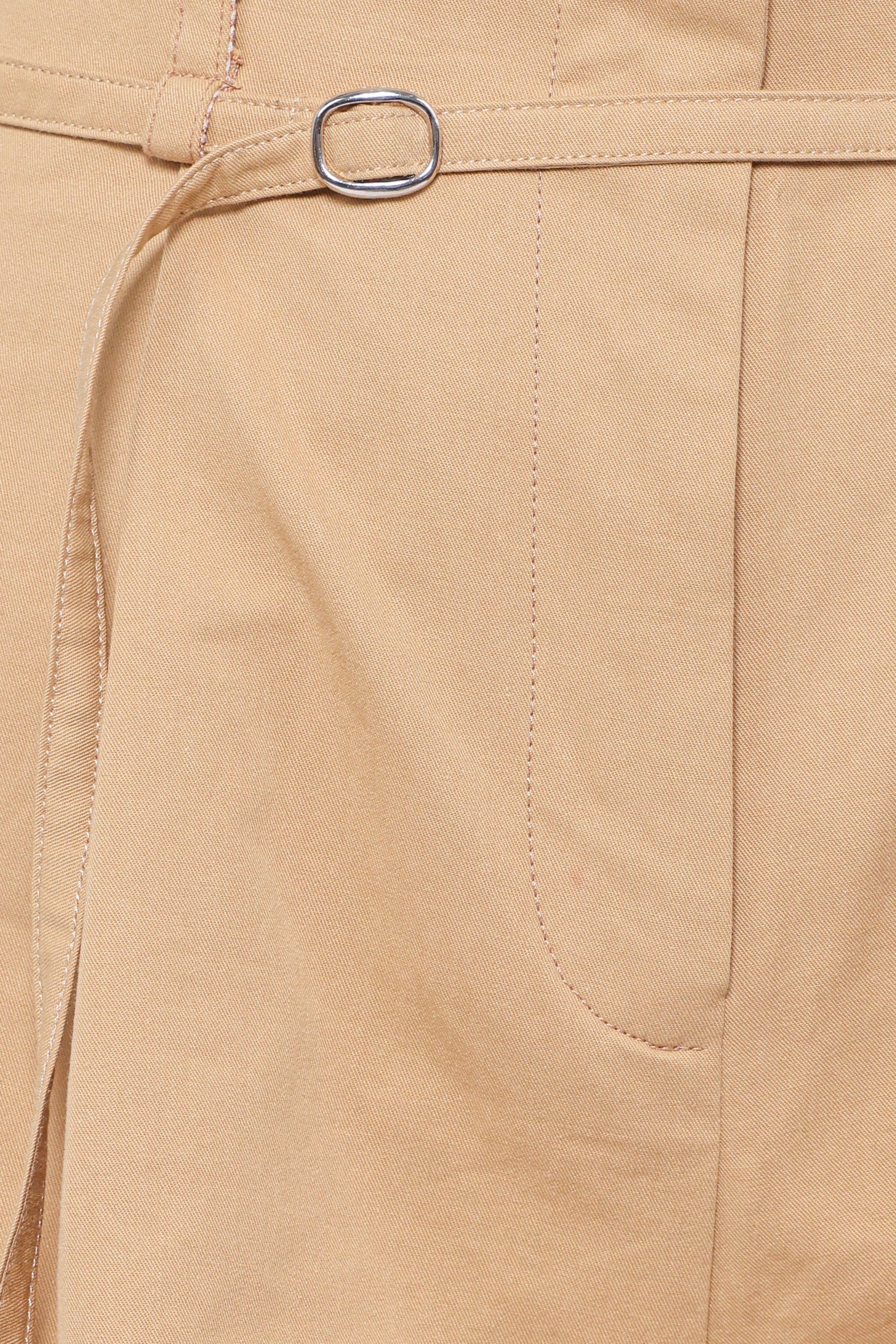 BOTTOMS Winona Pleated Front Tailored Long Short - Taupe