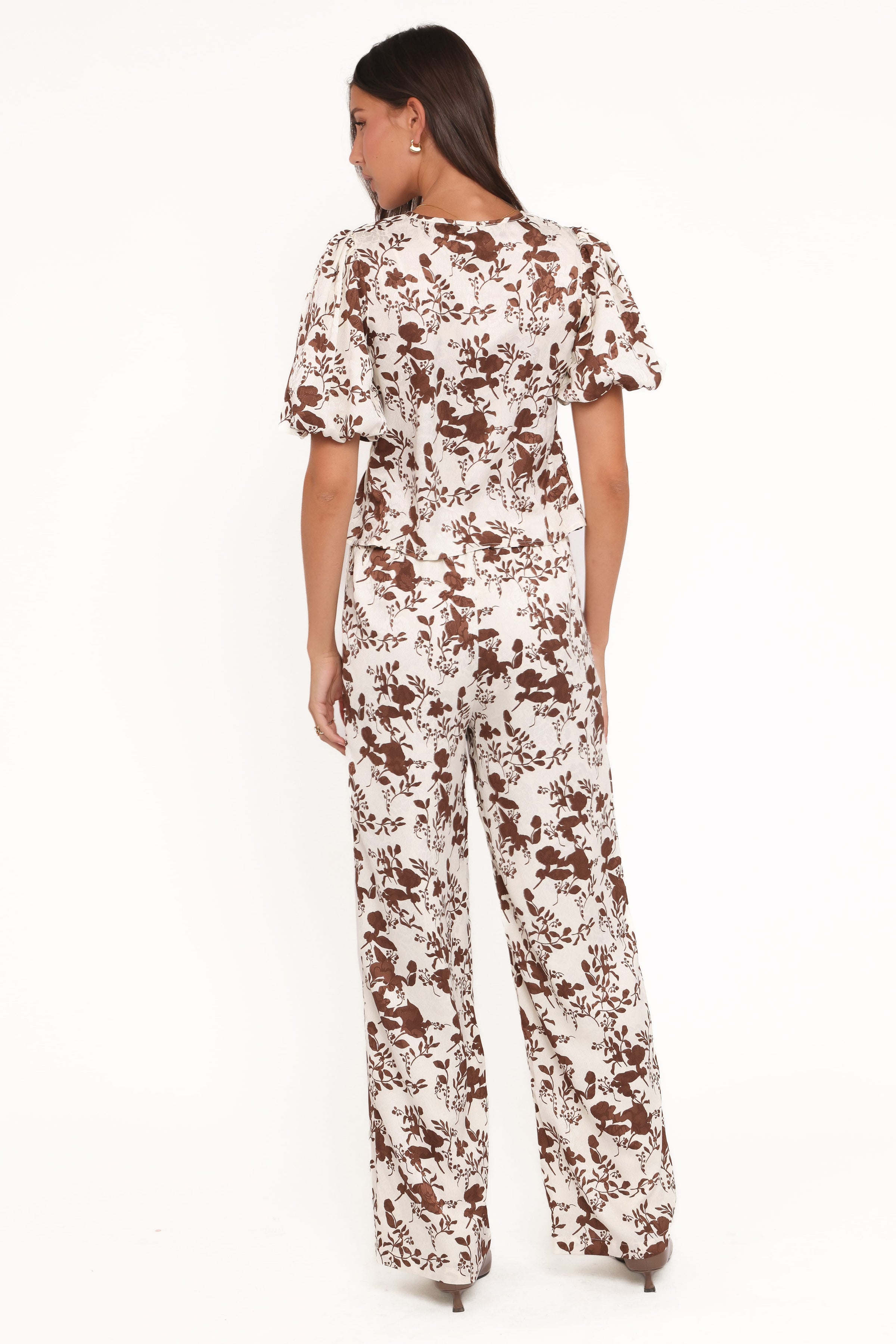 BOTTOMS Winslet Wide Leg Pant - Brown Floral