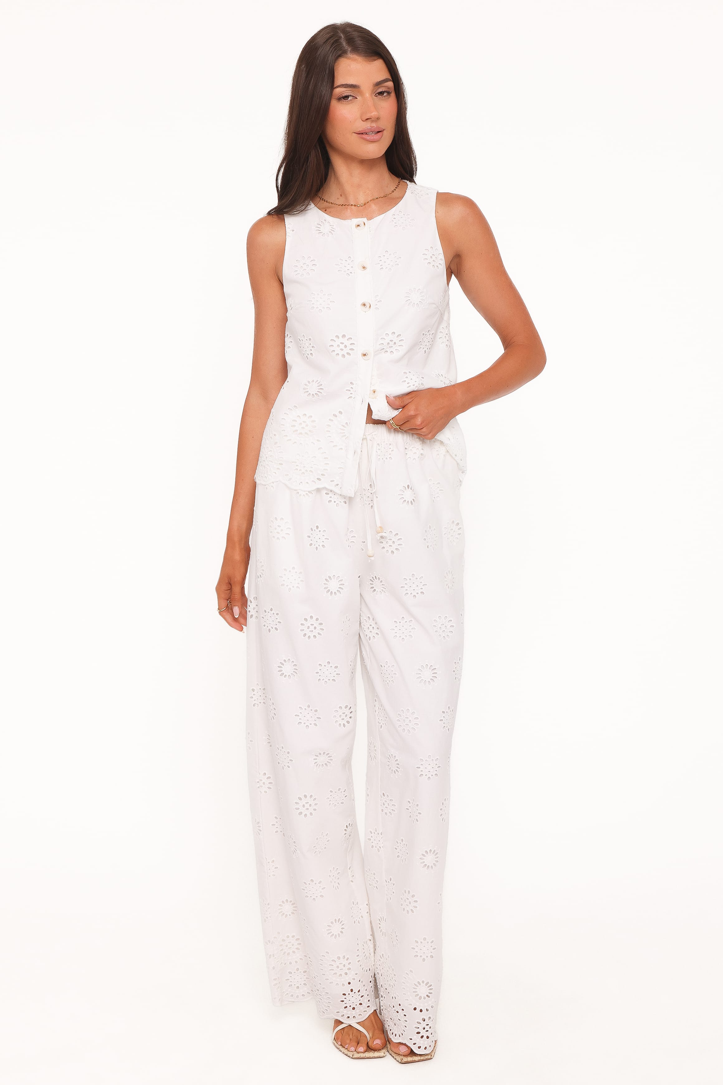 BOTTOMS Wren Pant - White Broderie