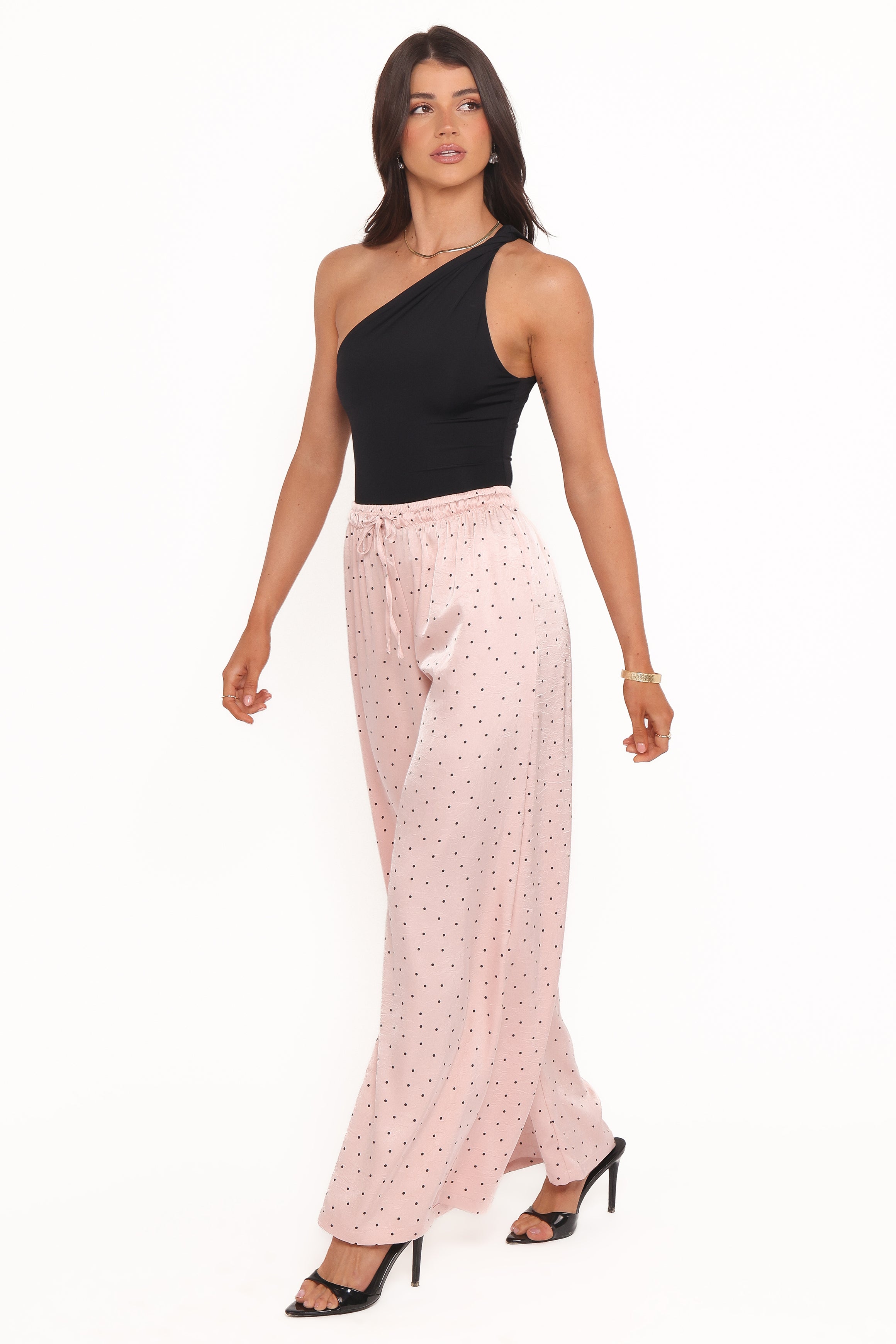 BOTTOMS Zadie Drawstring Wide Leg Pant - Polka Dot Print