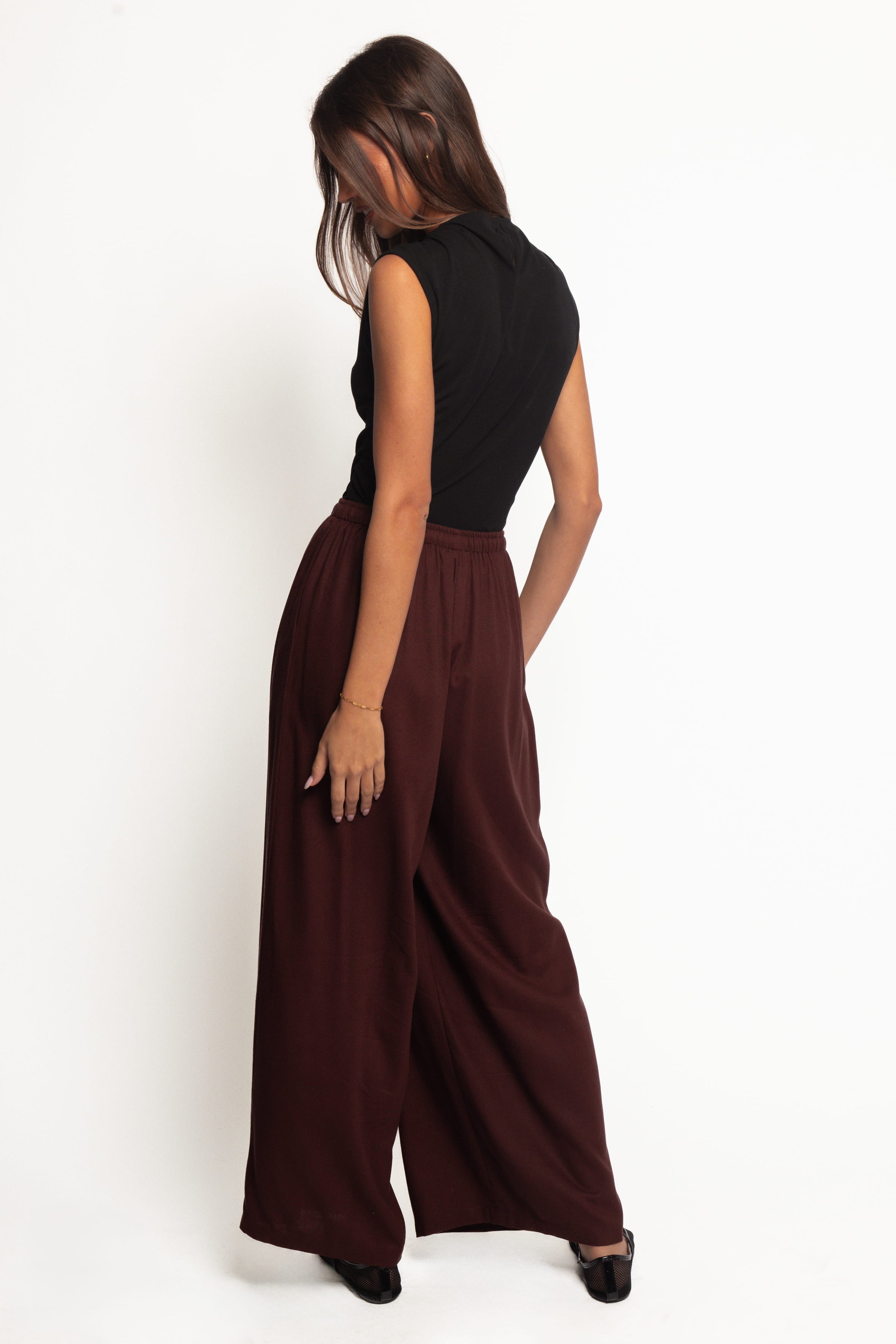 BOTTOMS Zane Tie Waist Pant - Chocolate