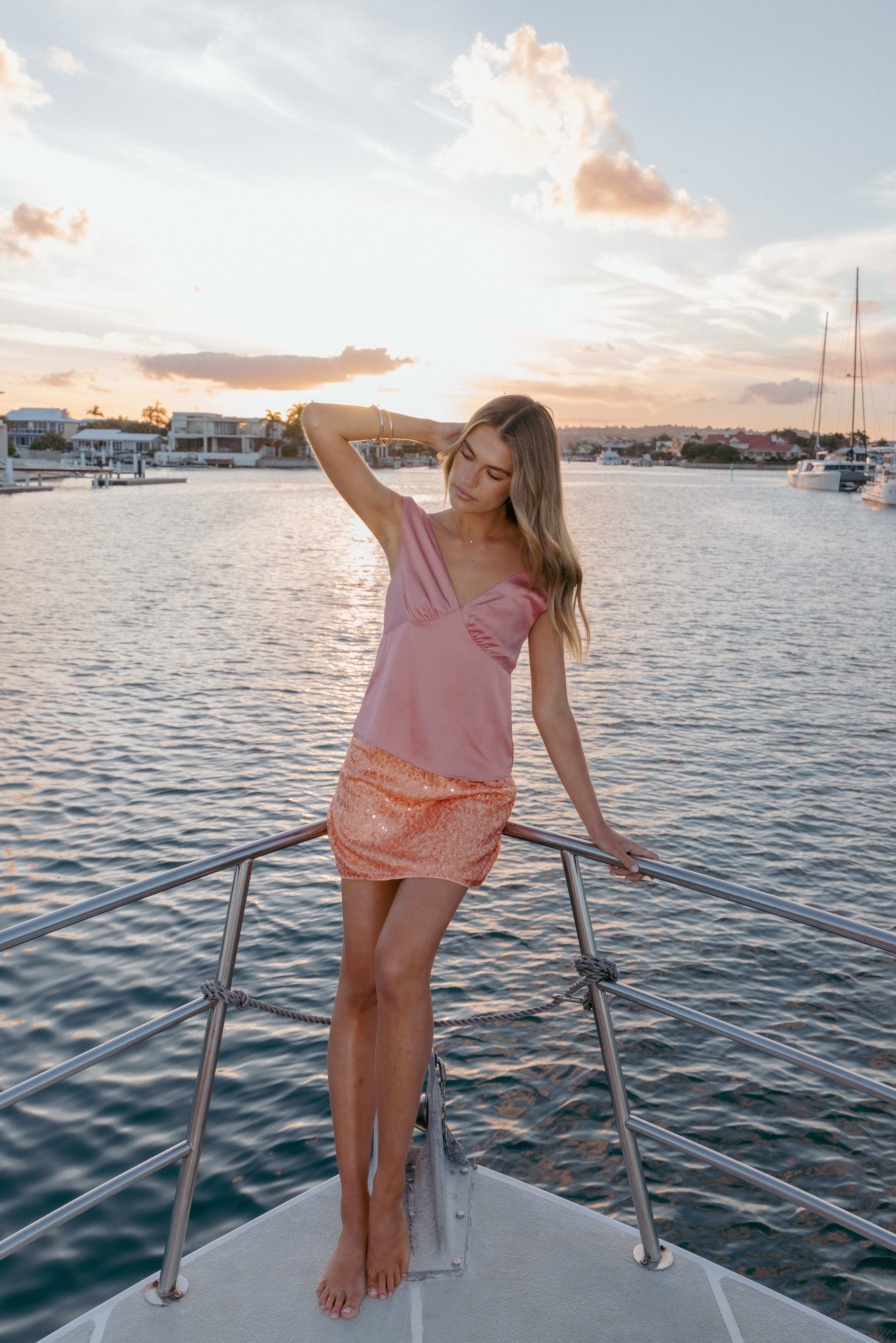 BOTTOMS Zinnia Sequin Mini Skirt - Orange