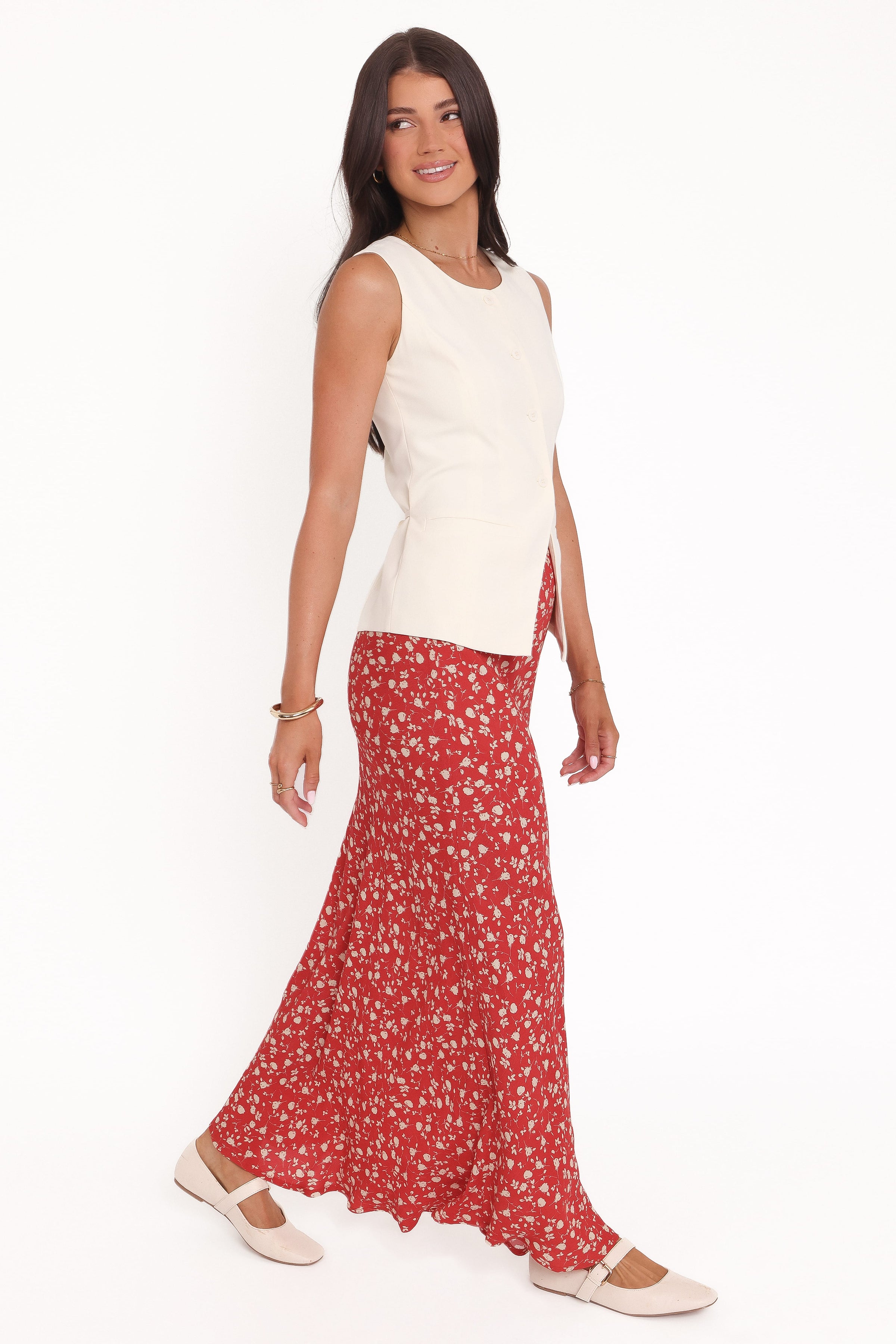 BOTTOMS Zoella Maxi Skirt - Red Floral