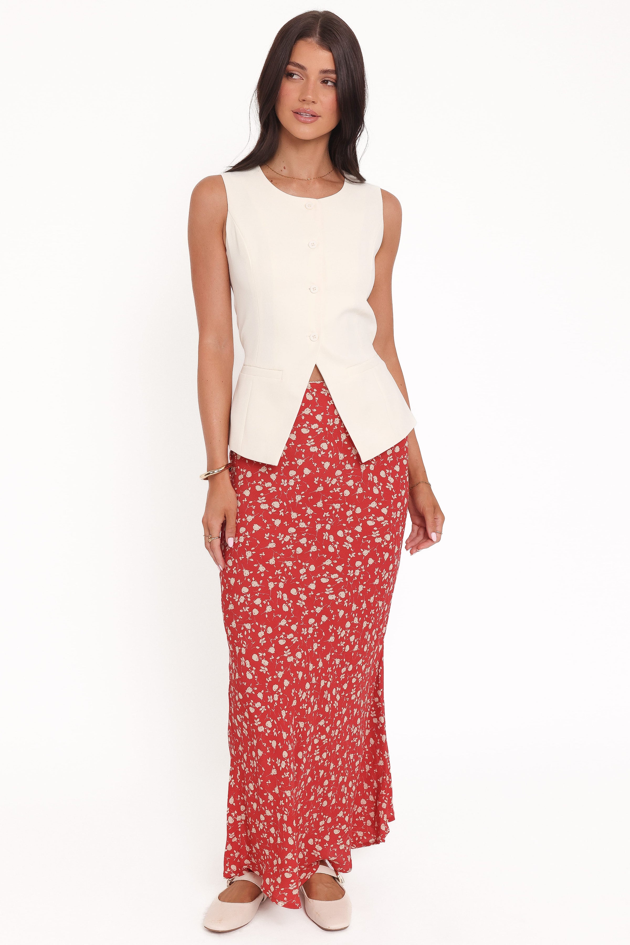BOTTOMS Zoella Maxi Skirt - Red Floral