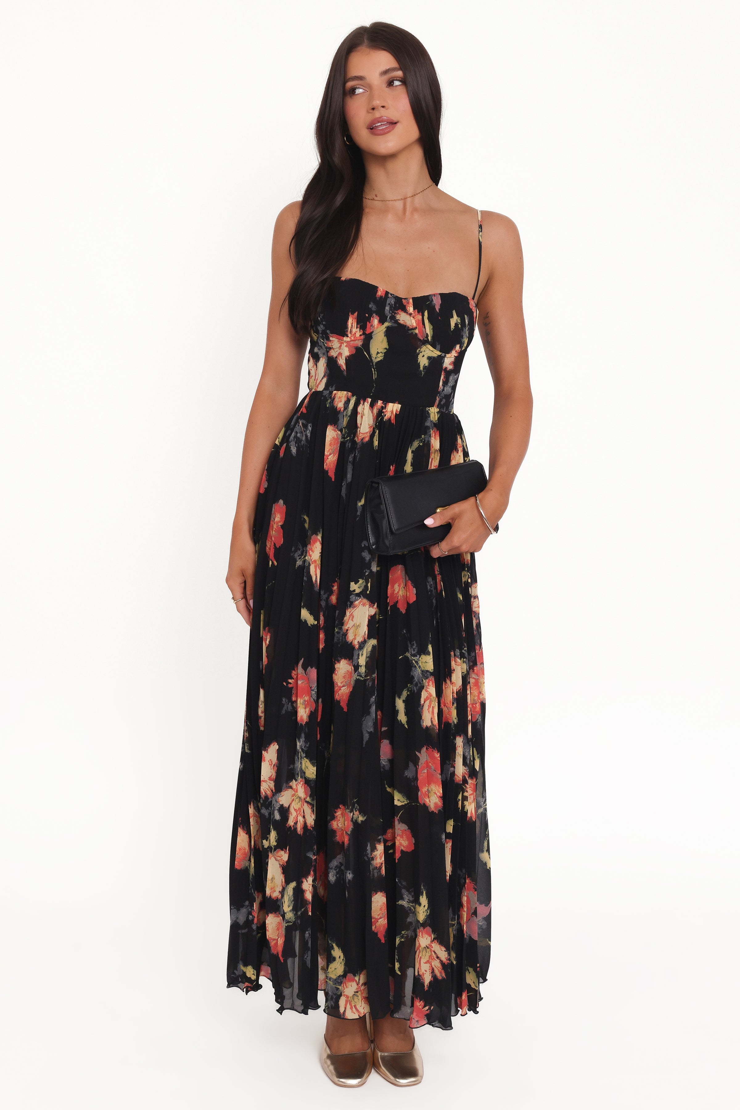 DRESSES Achanti Pleated Maxi Dress - Black Multi