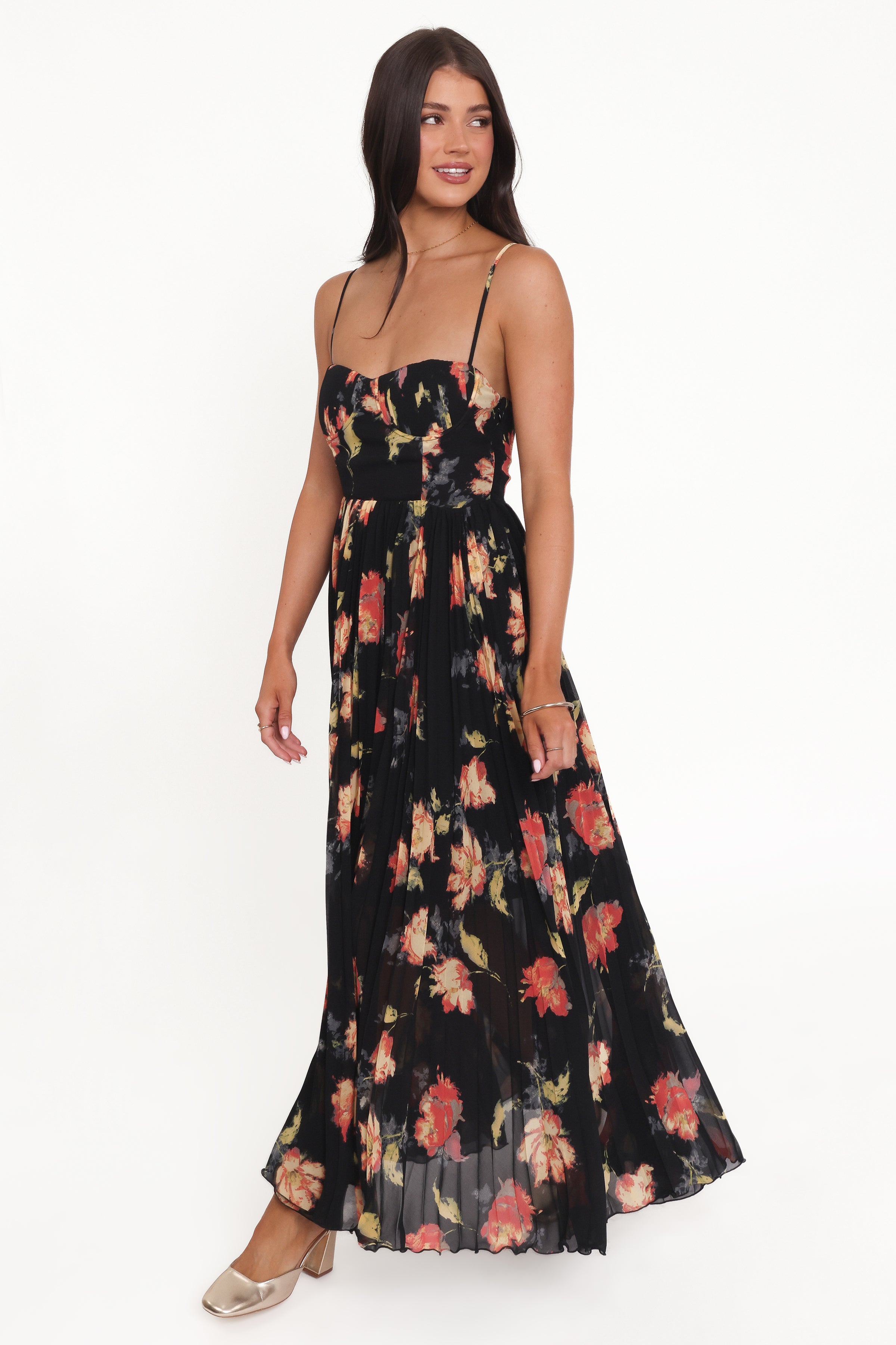 DRESSES Achanti Pleated Maxi Dress - Black Multi