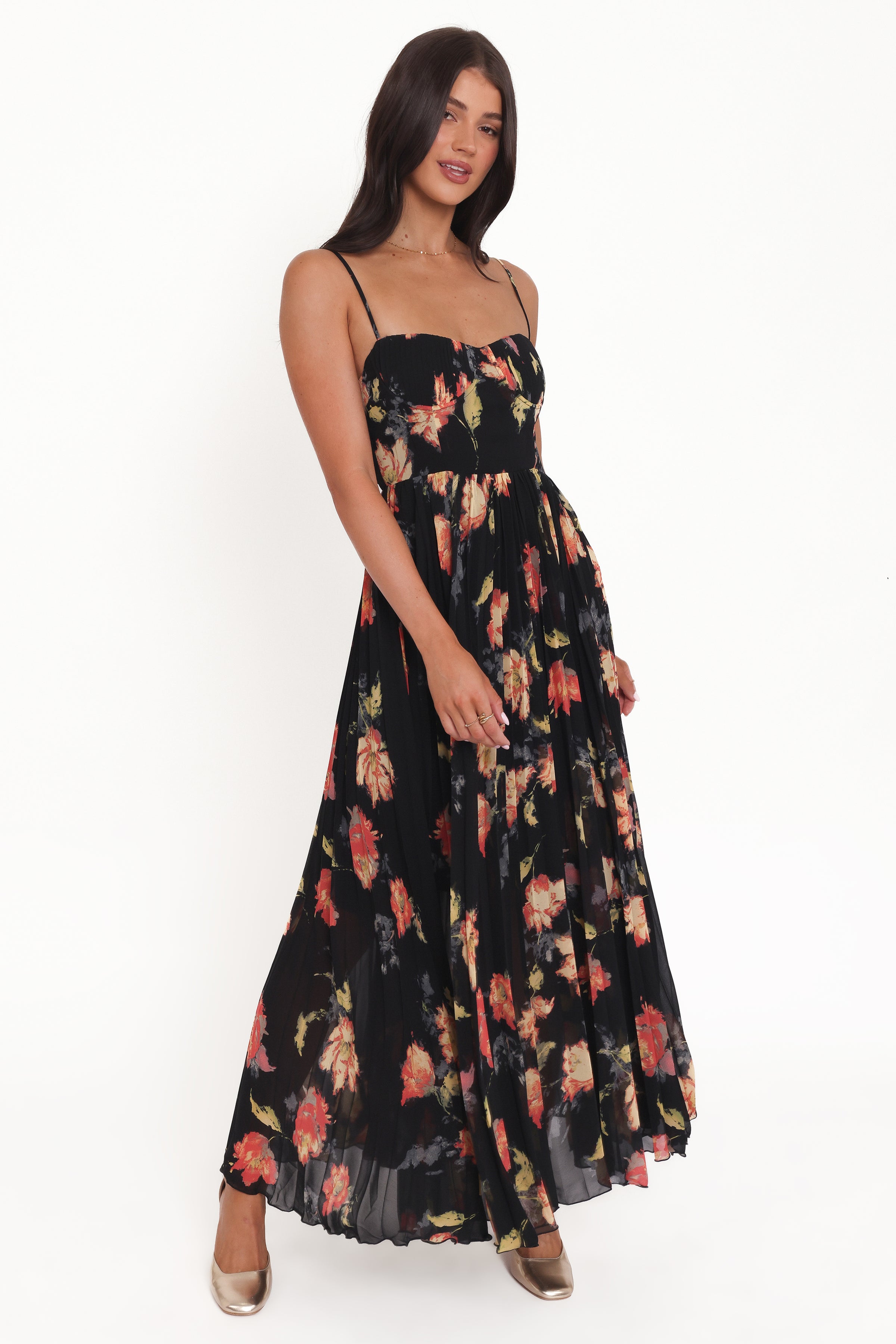 DRESSES Achanti Pleated Maxi Dress - Black Multi