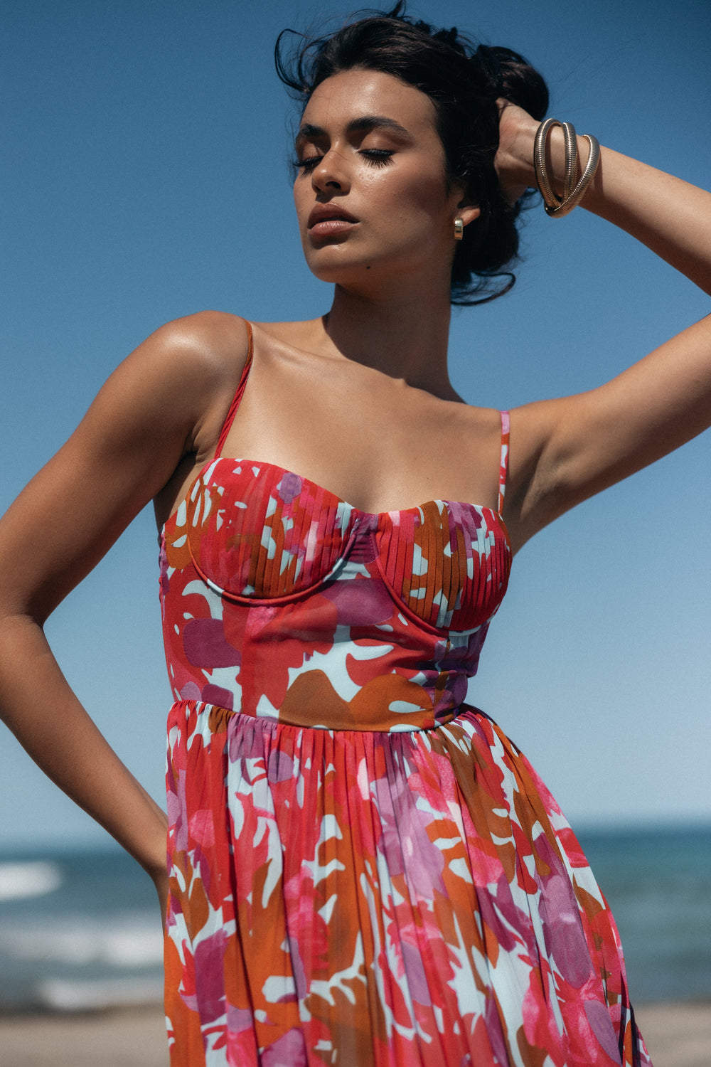 Collective Dress - Achanti Pleated Maxi Dress - Pink Azalea image 2