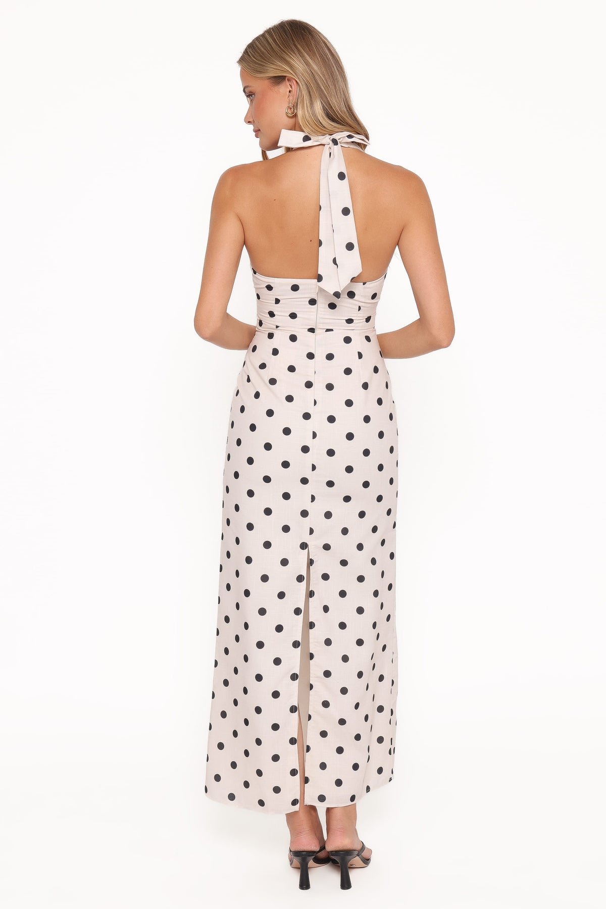 DRESSES Adora Halterneck Maxi Dress - White Polka Dot