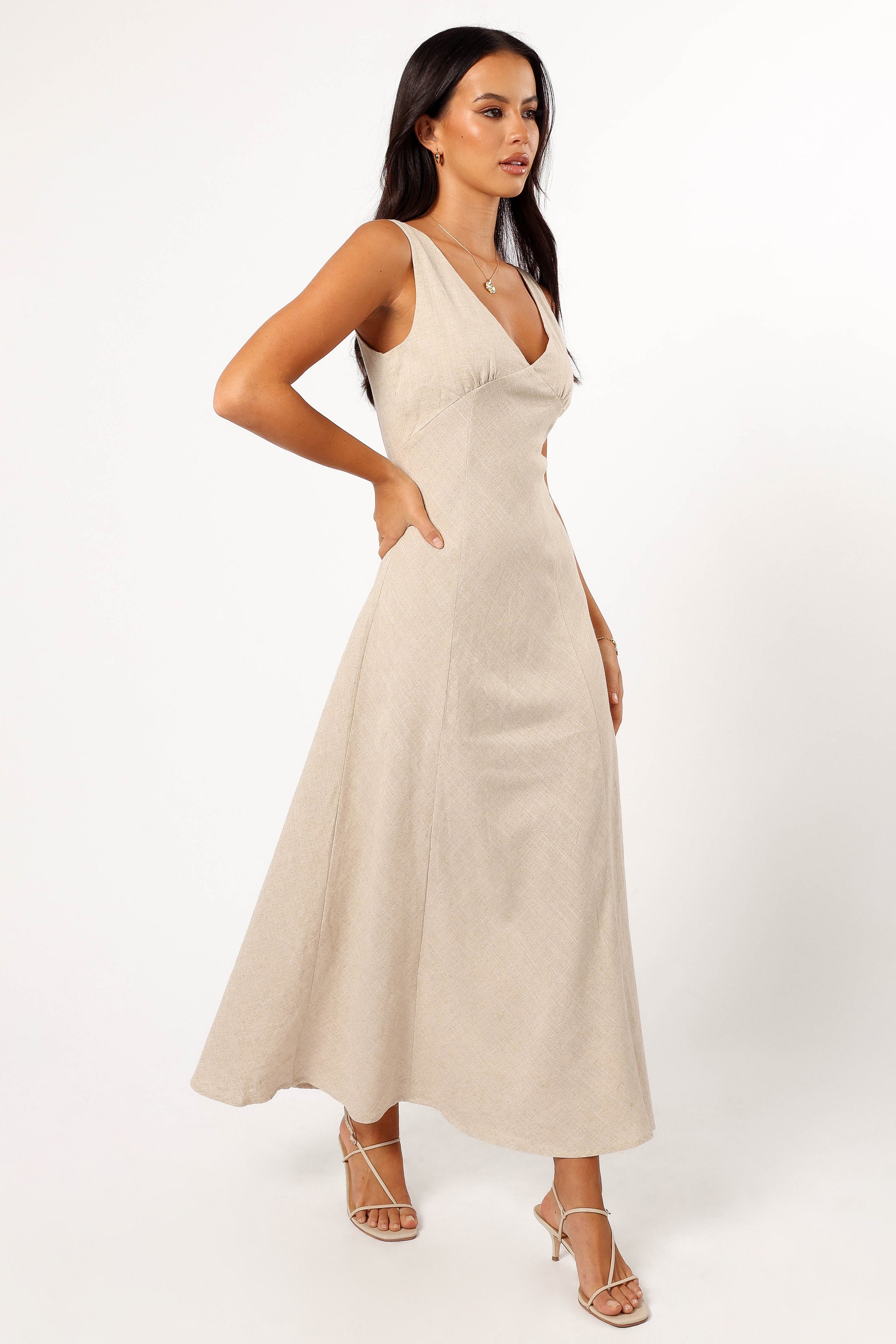 DRESSES @Adren Midi Dress - Oatmeal