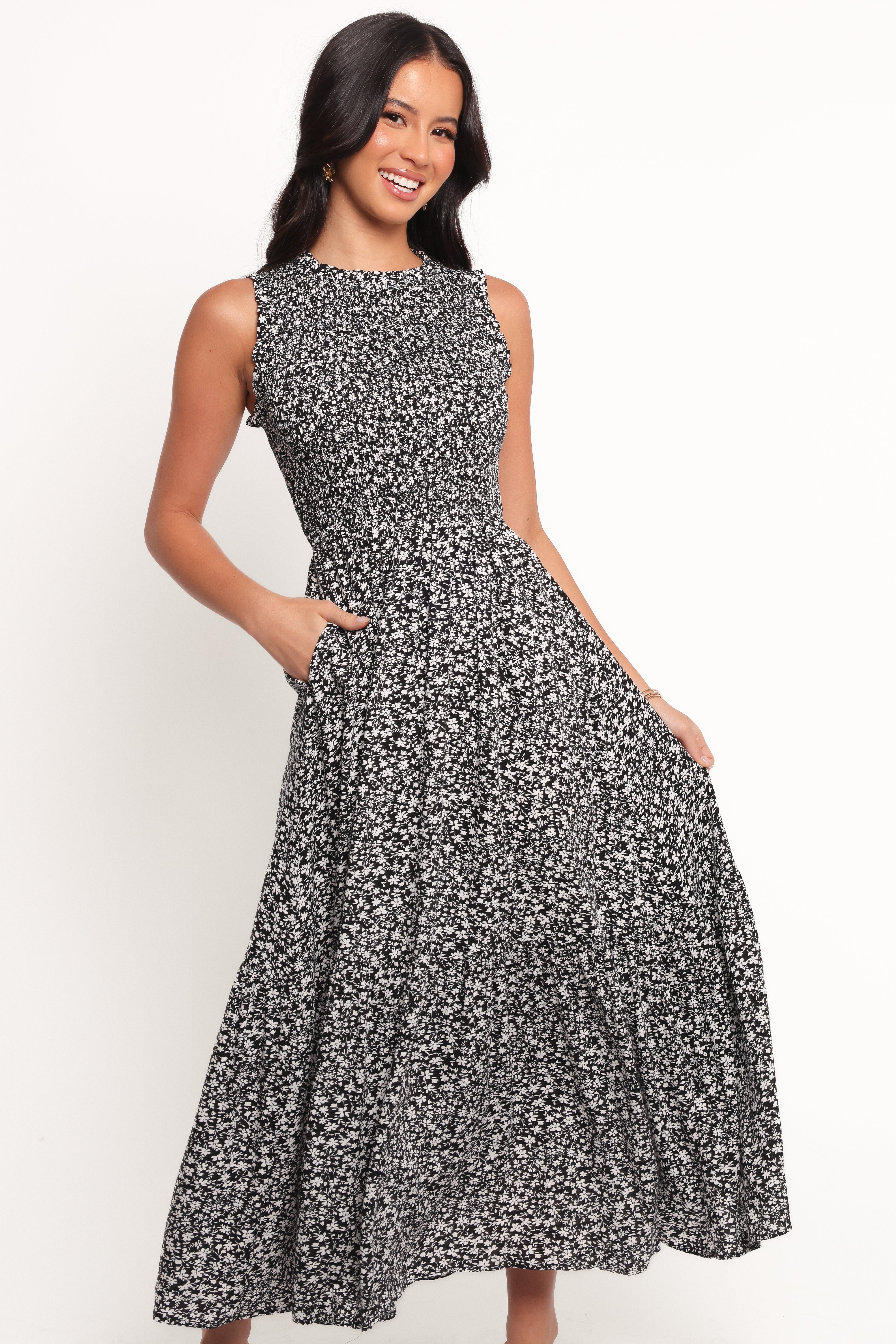 DRESSES Agatha Midi Dress - Black Floral