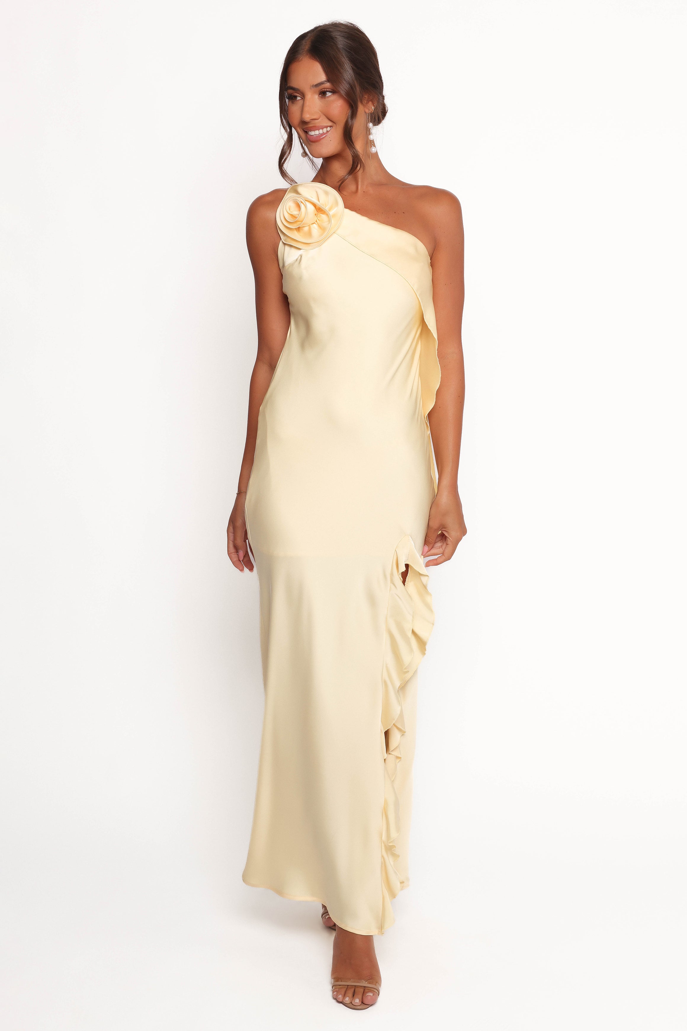 DRESSES Aila Rosette One Shoulder Dress - Butter Yellow