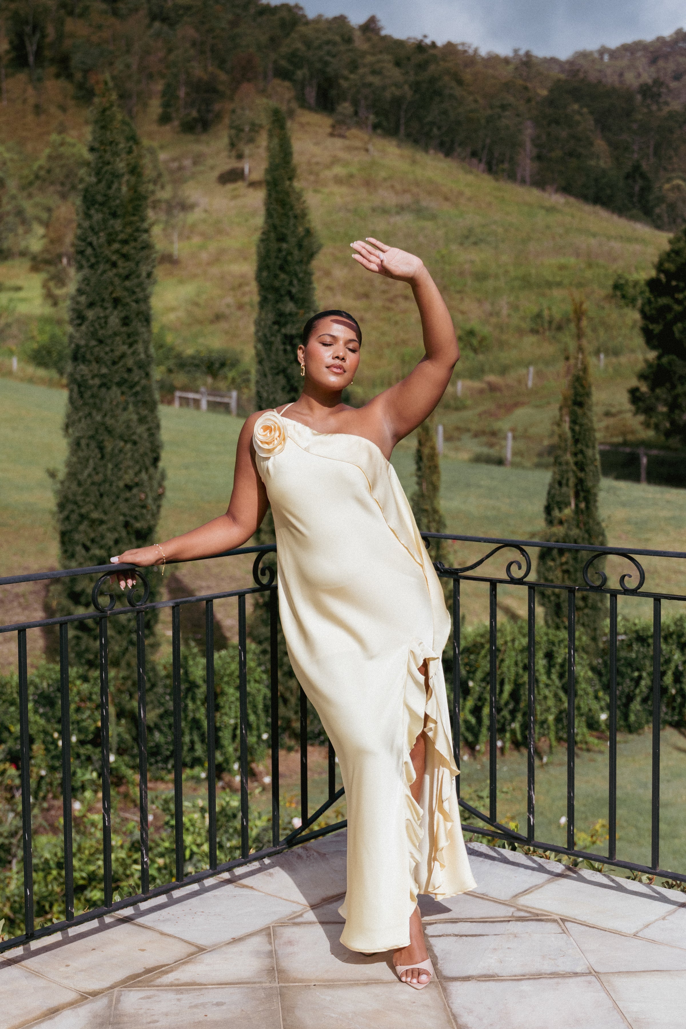 DRESSES Aila Rosette One Shoulder Dress - Butter Yellow