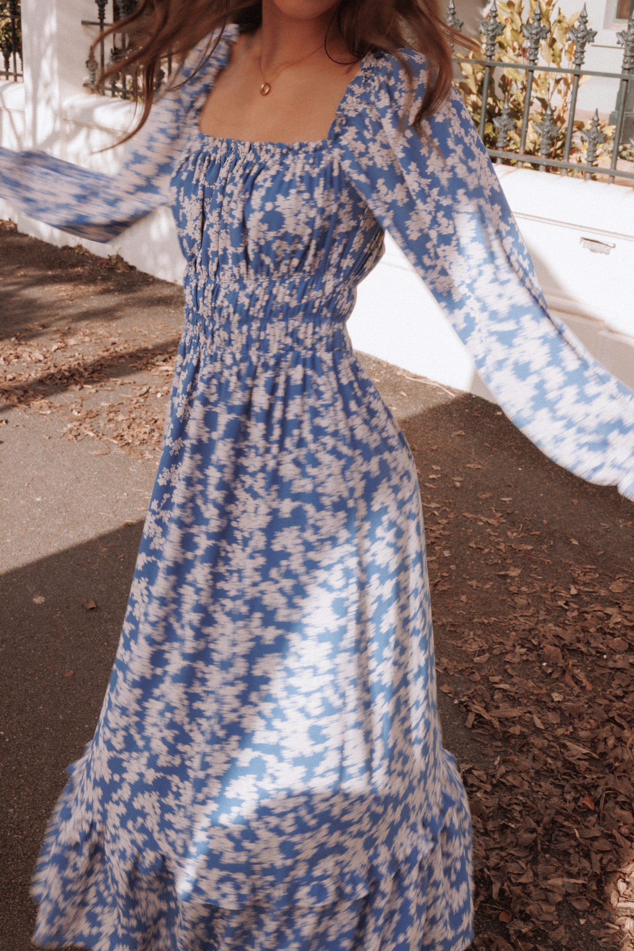 Aine Midi Dress - Blue Floral | Petal & Pup