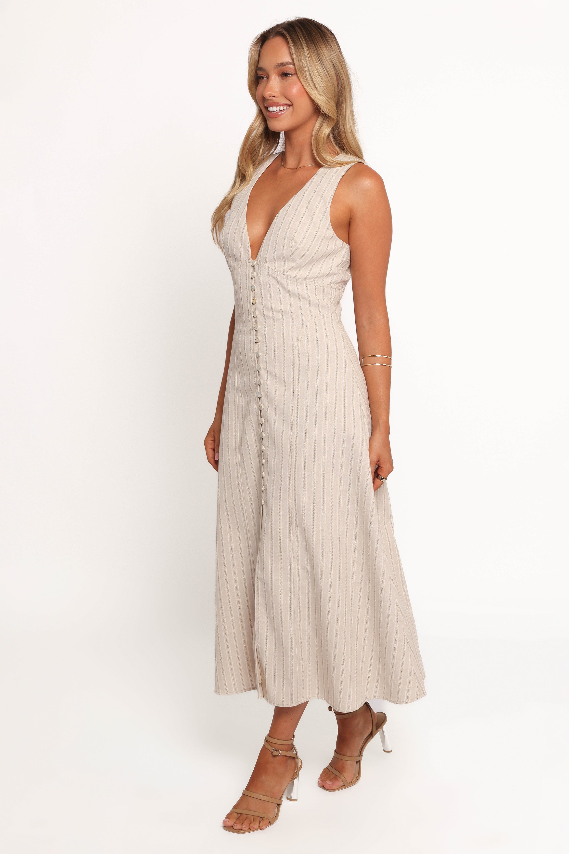 DRESSES Aisling Midi Dress - Beige Gold