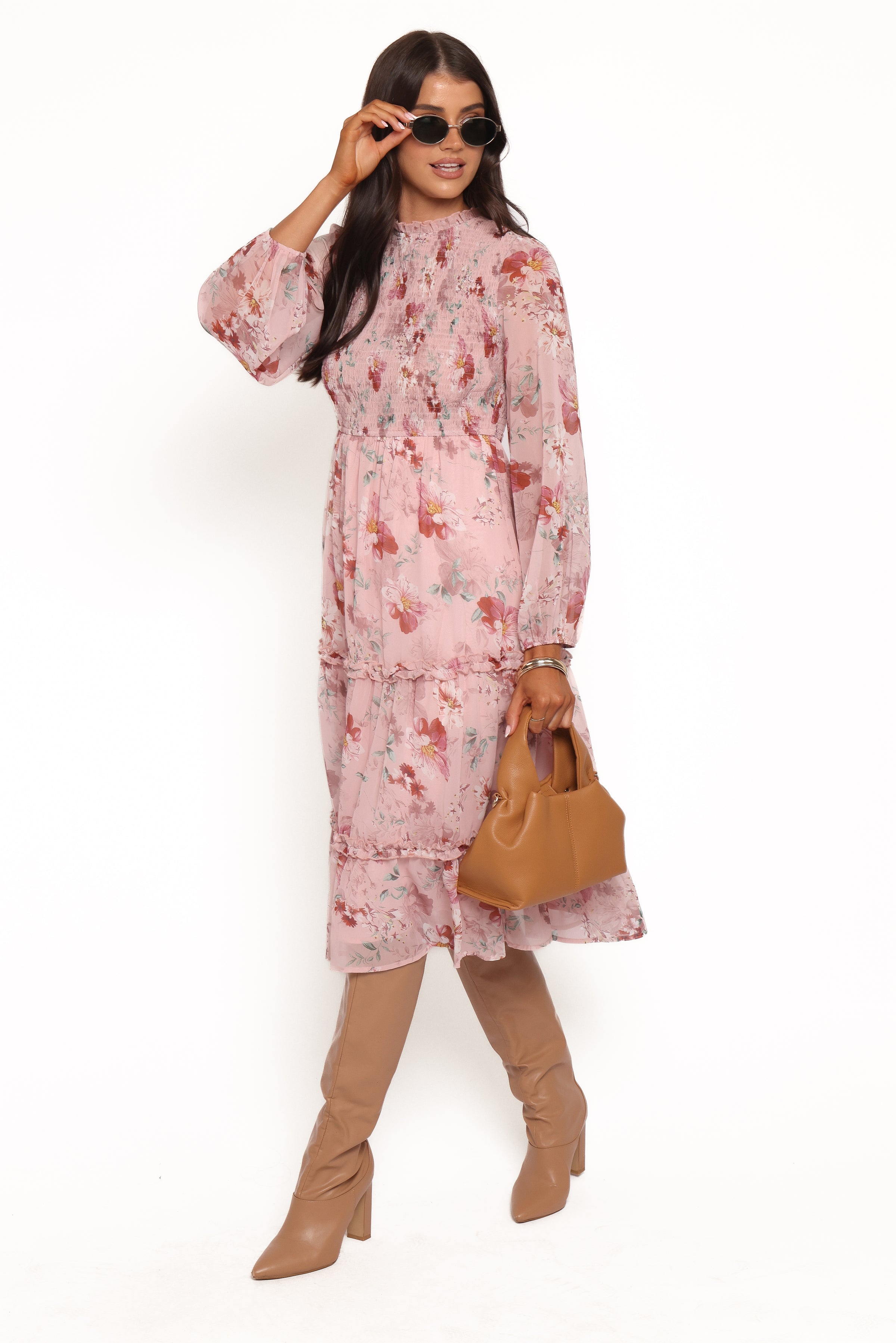 DRESSES Alamea Long Sleeve Midi Dress - Pink Floral