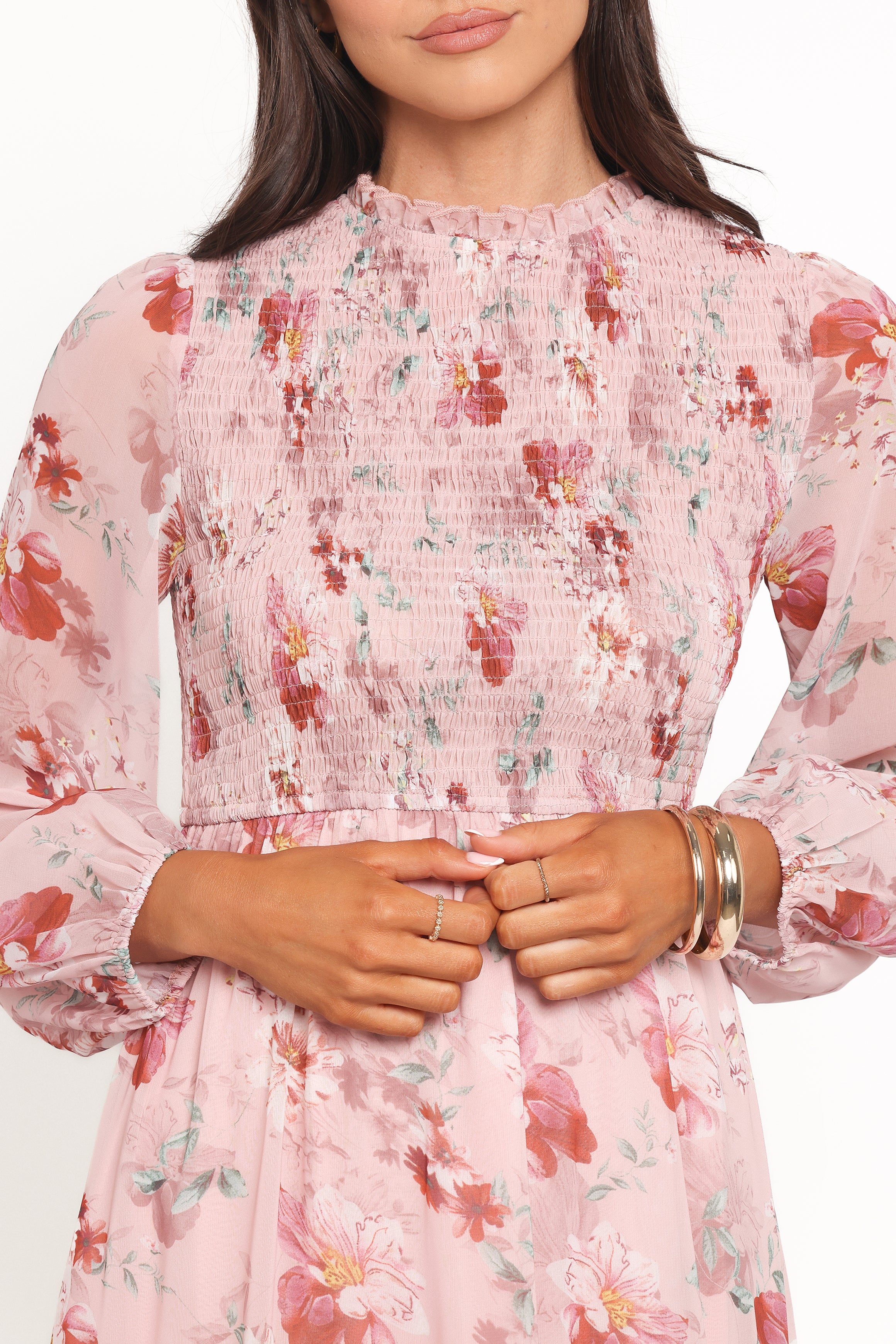 DRESSES Alamea Long Sleeve Midi Dress - Pink Floral