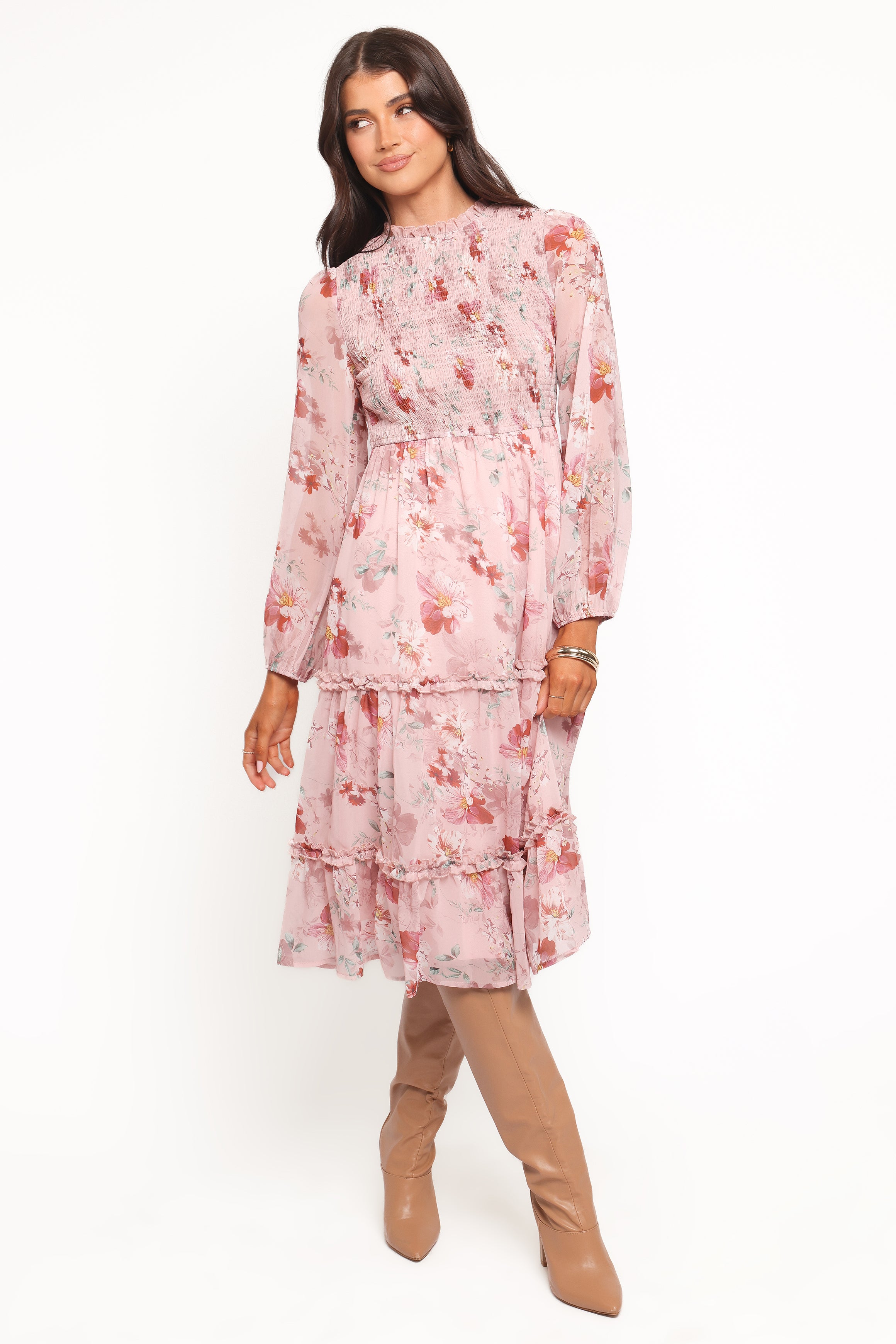 DRESSES Alamea Long Sleeve Midi Dress - Pink Floral