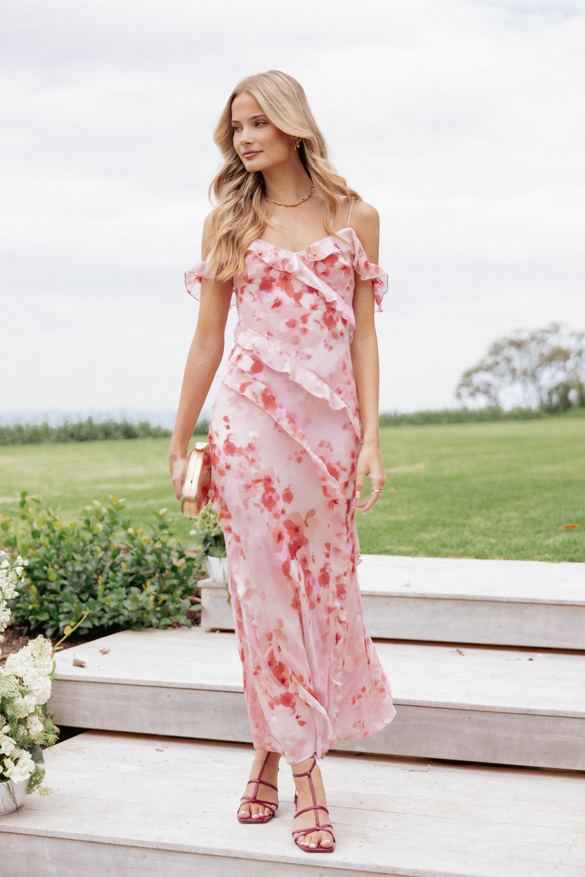 DRESSES Alexia Off Shoulder Maxi Dress - Pink Floral
