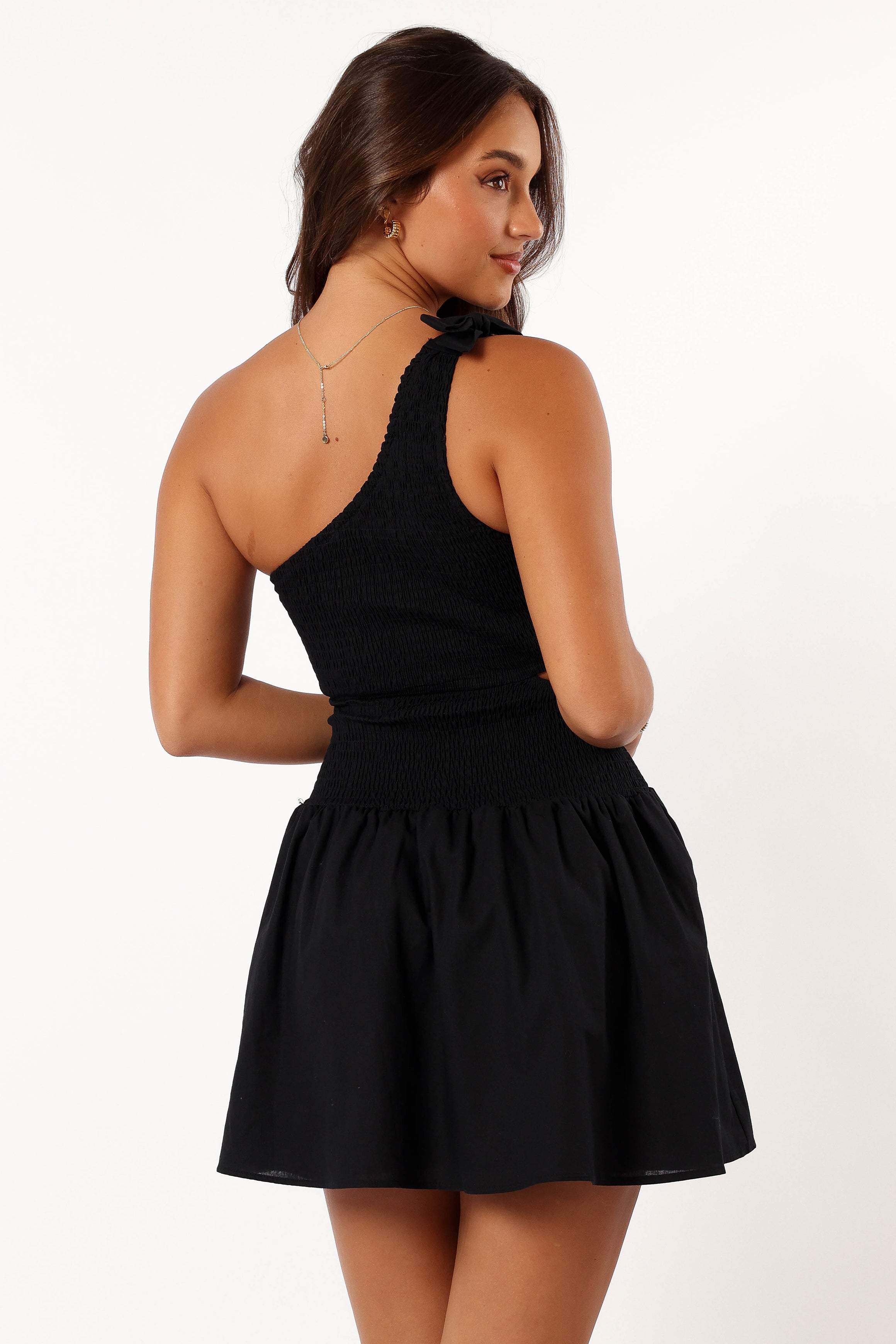DRESSES @Allison One Shoulder Mini Dress - Black