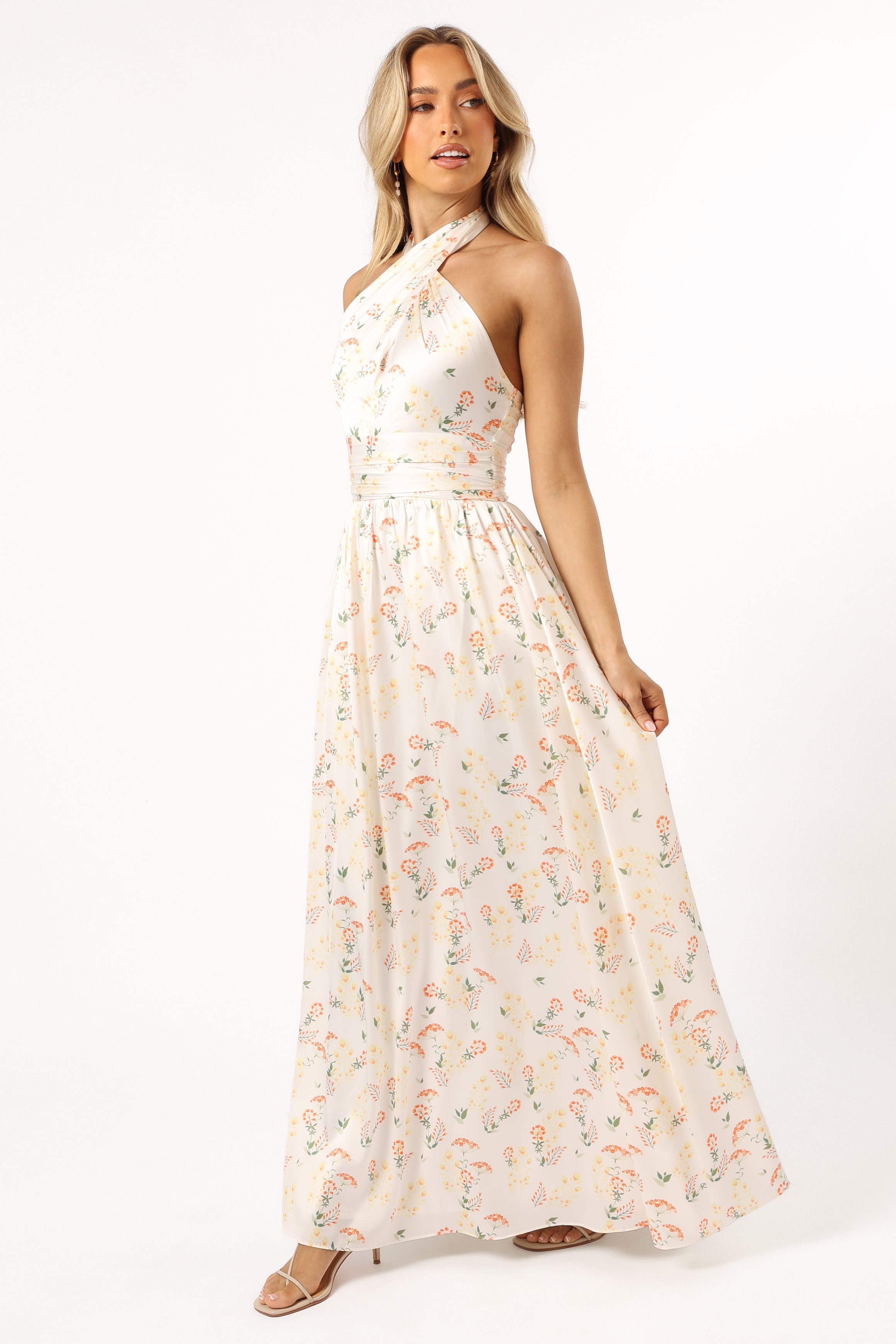DRESSES @Allora Halter Dress - Yellow Floral (Hold for Hyper Femme)