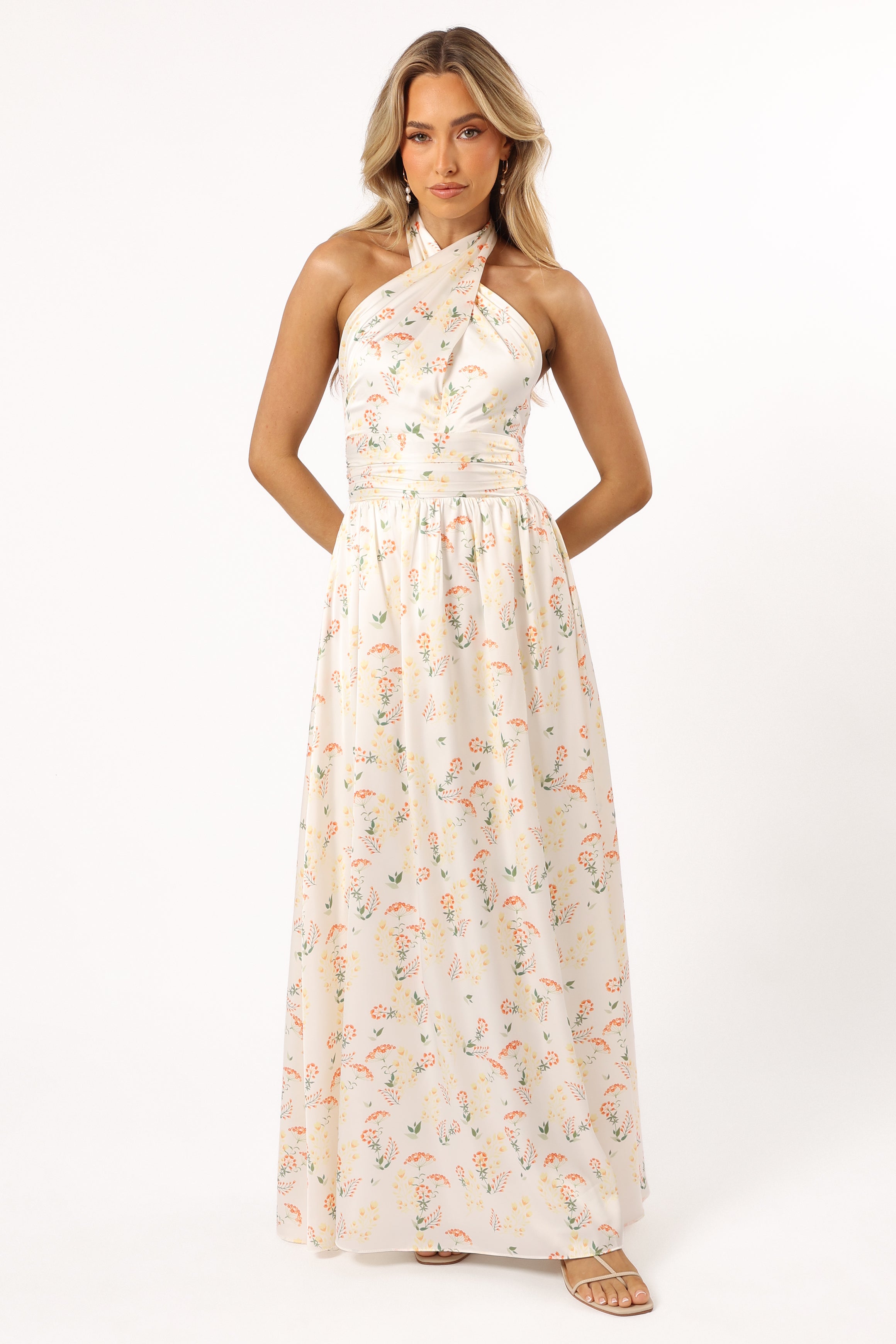 DRESSES @Allora Halter Dress - Yellow Floral (Hold for Hyper Femme)