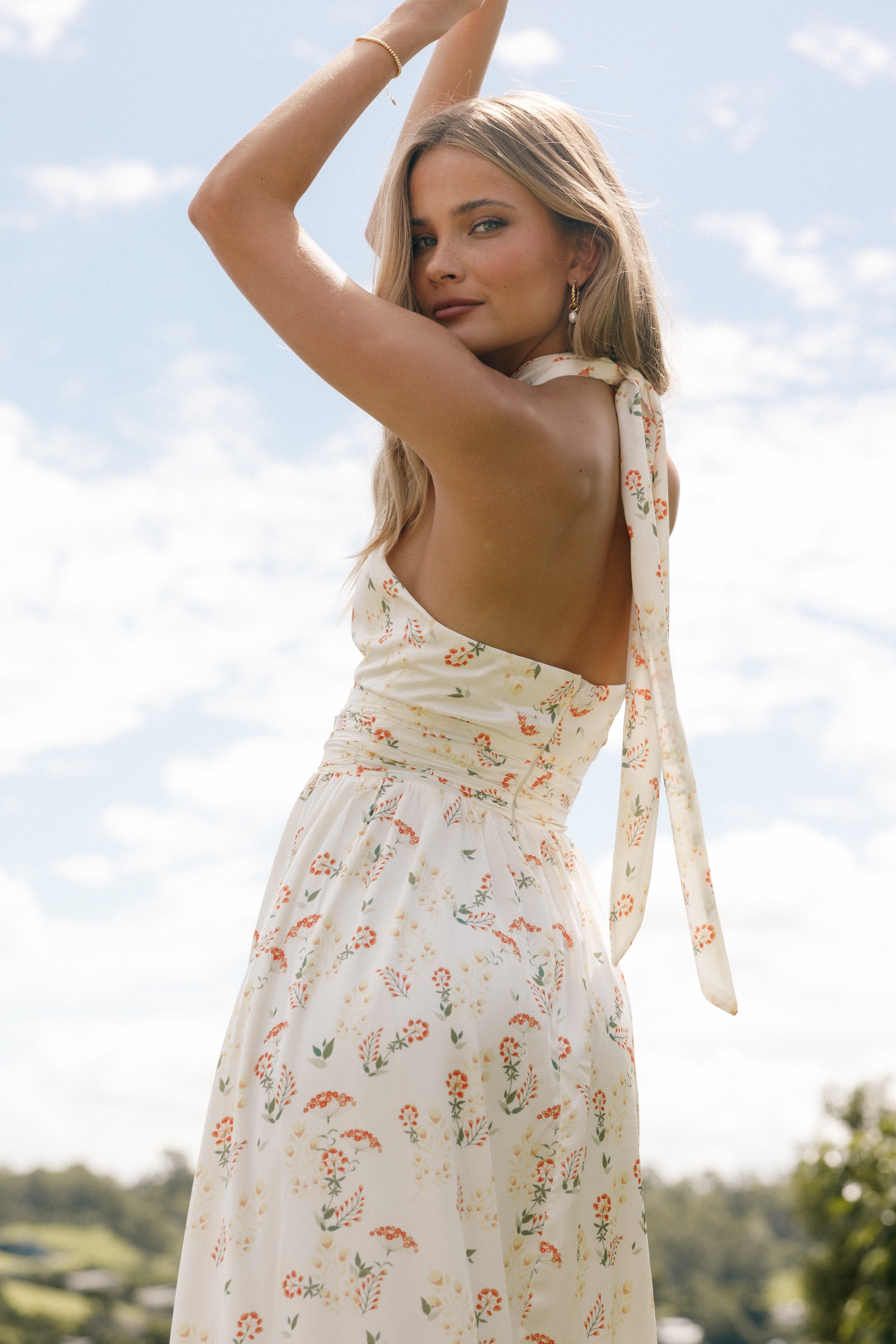 DRESSES @Allora Halter Dress - Yellow Floral (Hold for Hyper Femme)