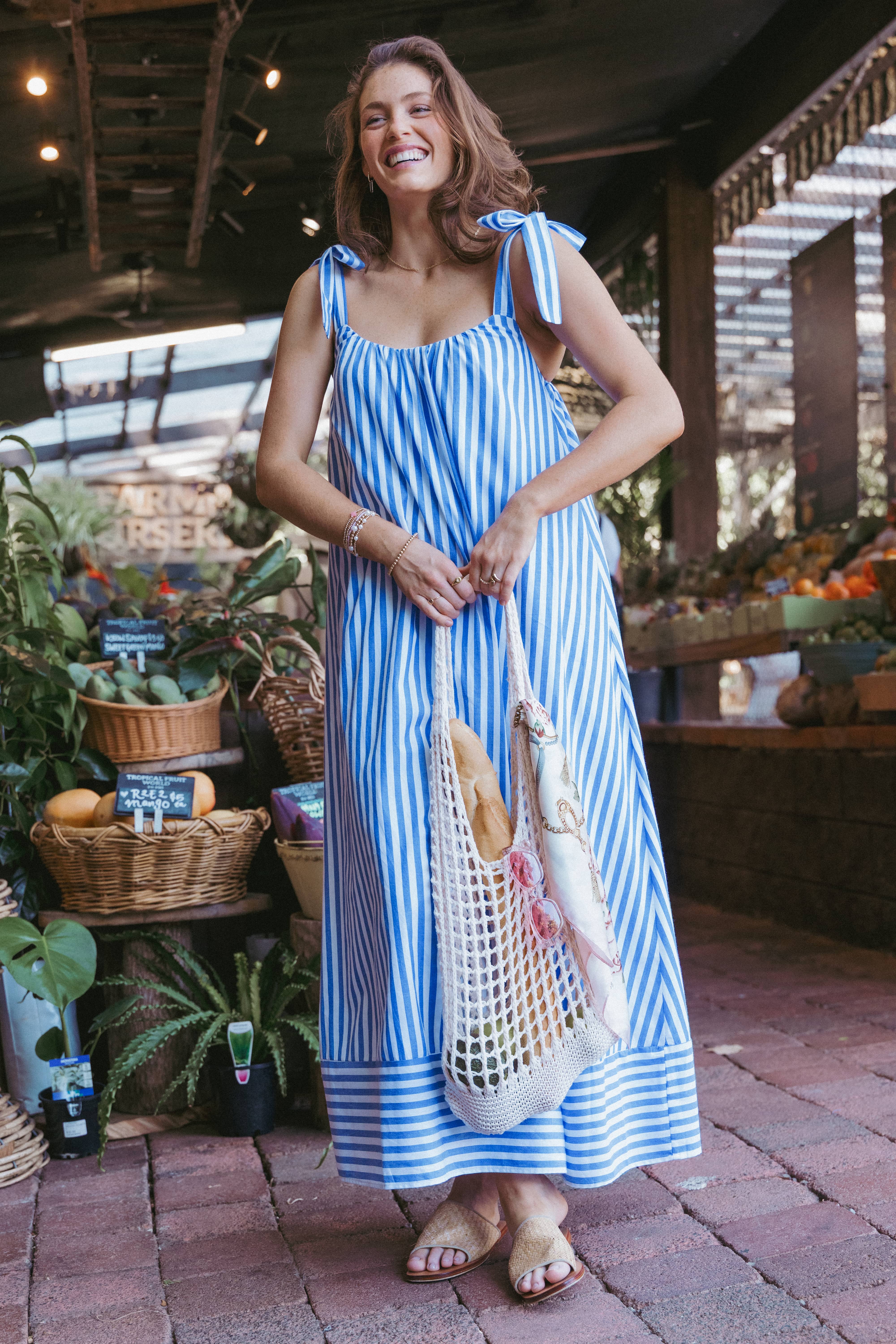 DRESSES Amber Maxi Dress - Navy White Stripe